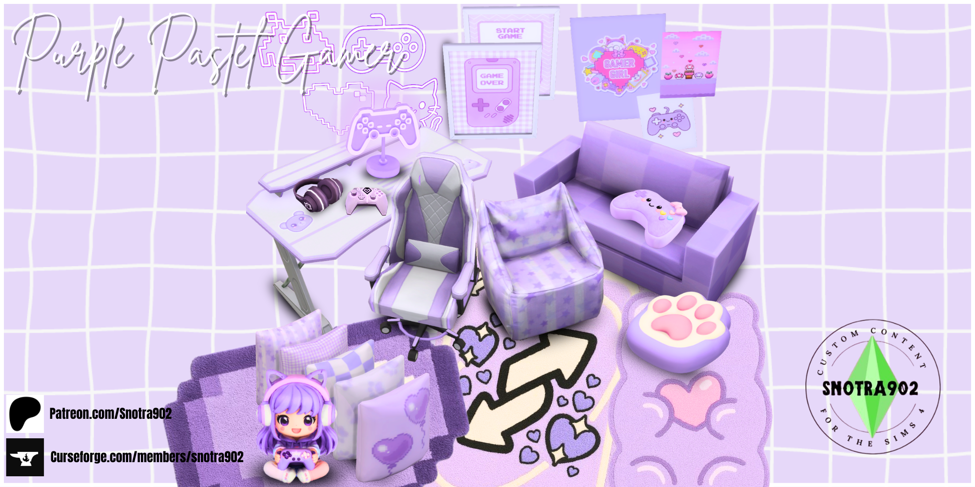 Purple Pastel Gamer mod for The Sims 4 