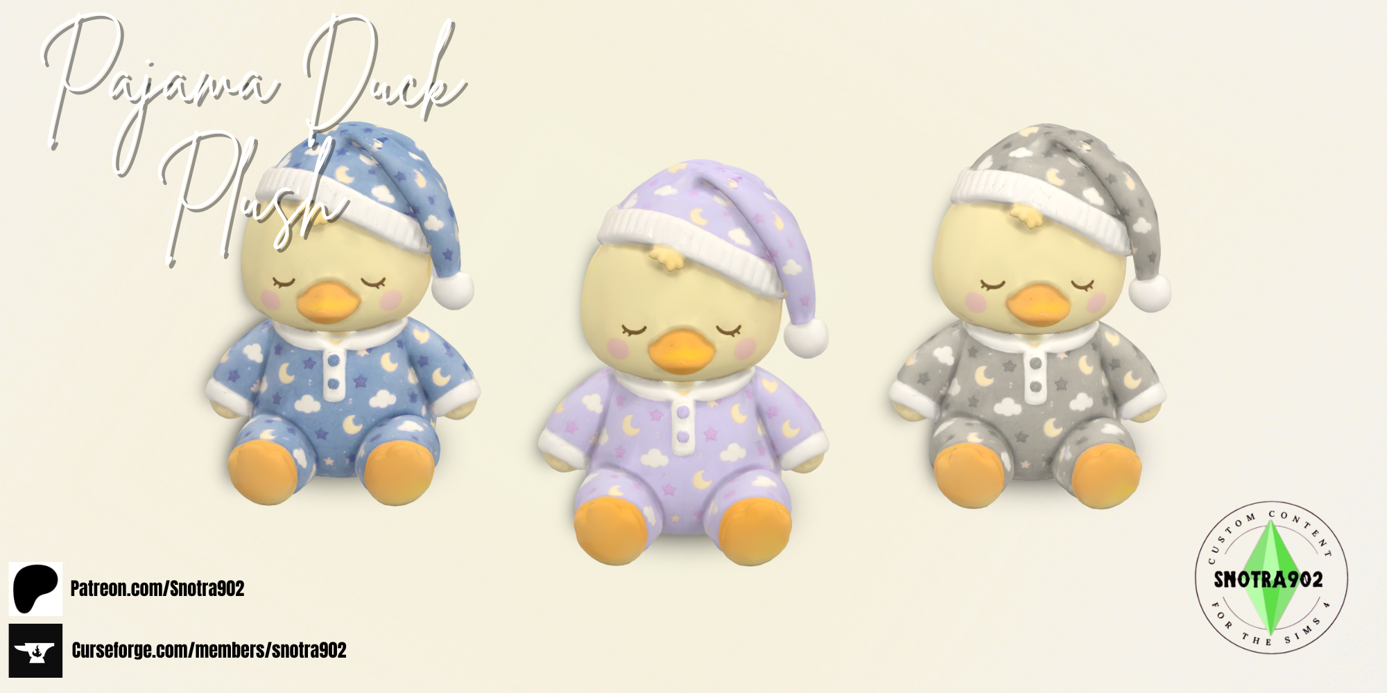 Pajama Duck Plush mod for The Sims 4 