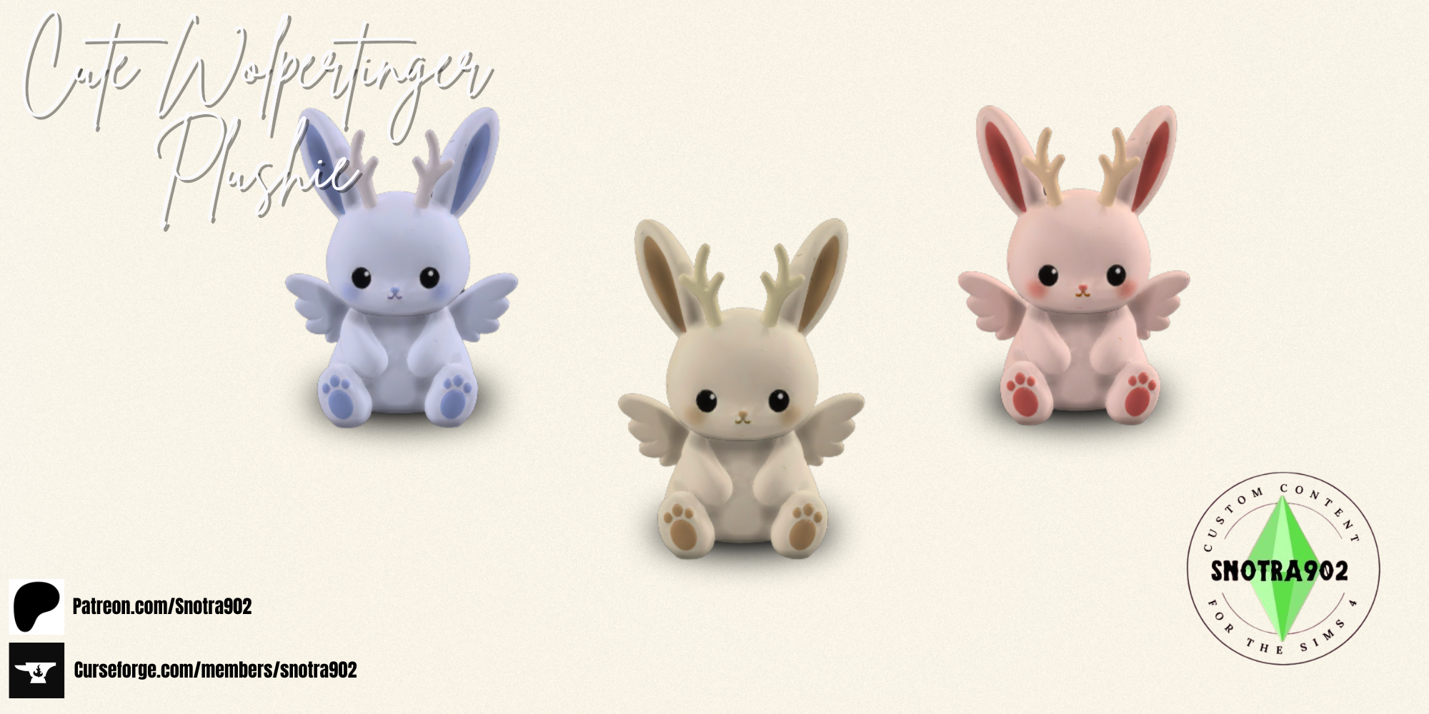 Cute Wolpertinger Plushie mod for The Sims 4 