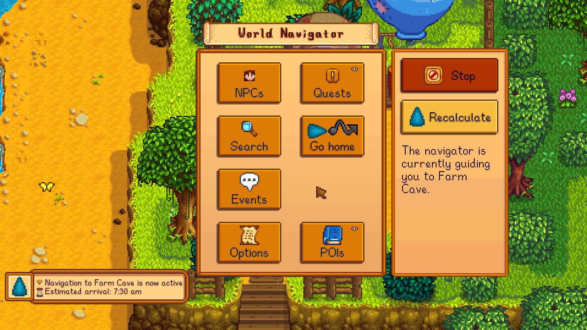World Navigator mod for Stardew Valley