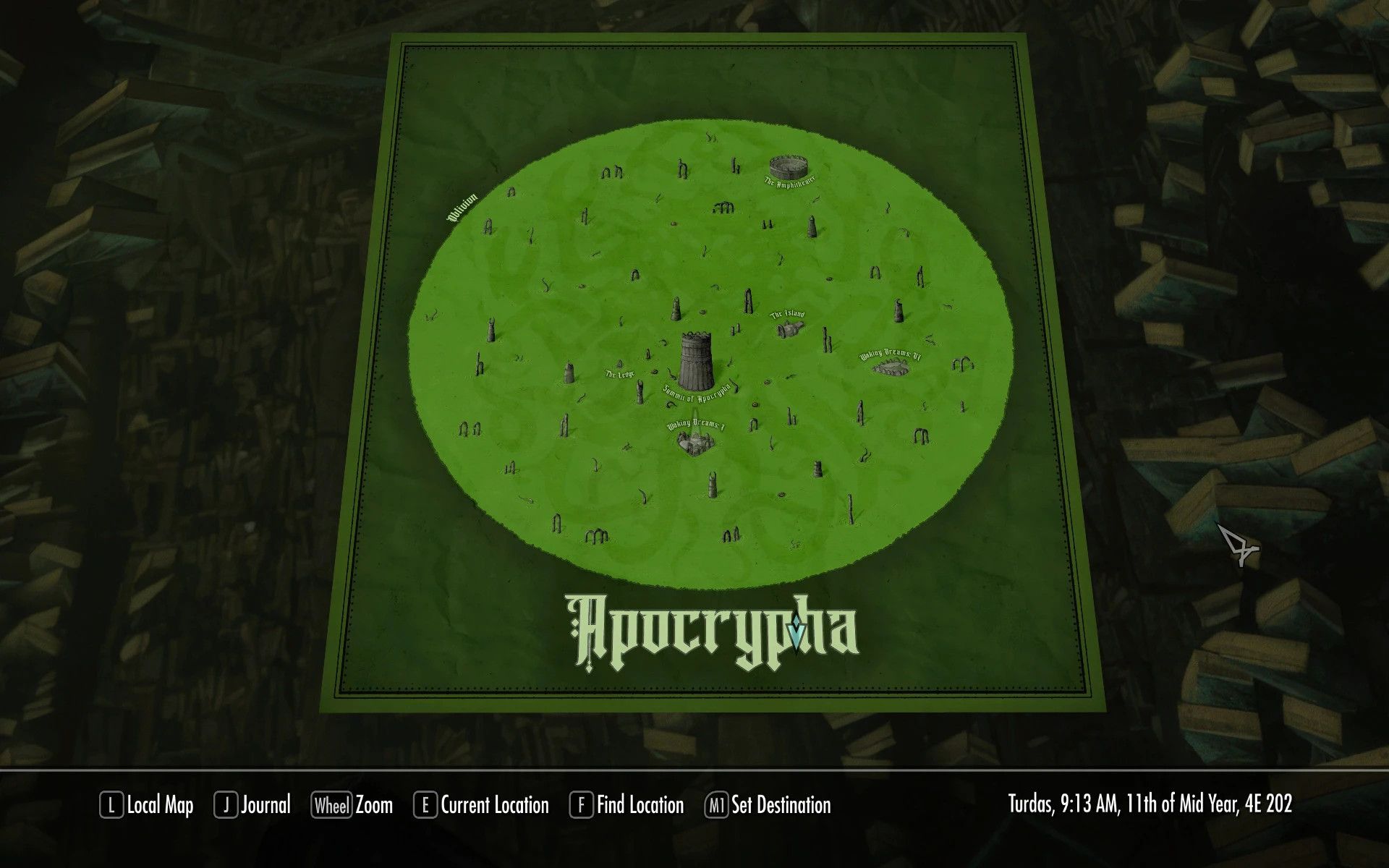 Apocrypha Paper Map for FWMF mod for The Elder Scrolls V: Skyrim Special Edition