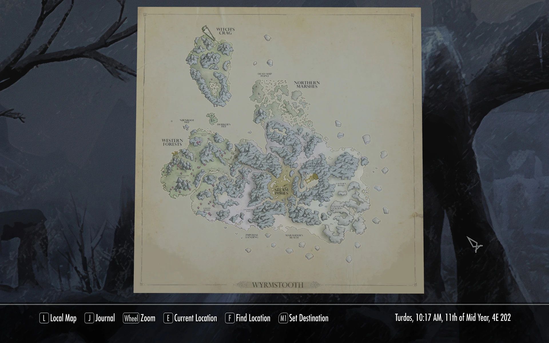 Wyrmstooth Paper Map for FWMF by Limon mod for The Elder Scrolls V: Skyrim Special Edition