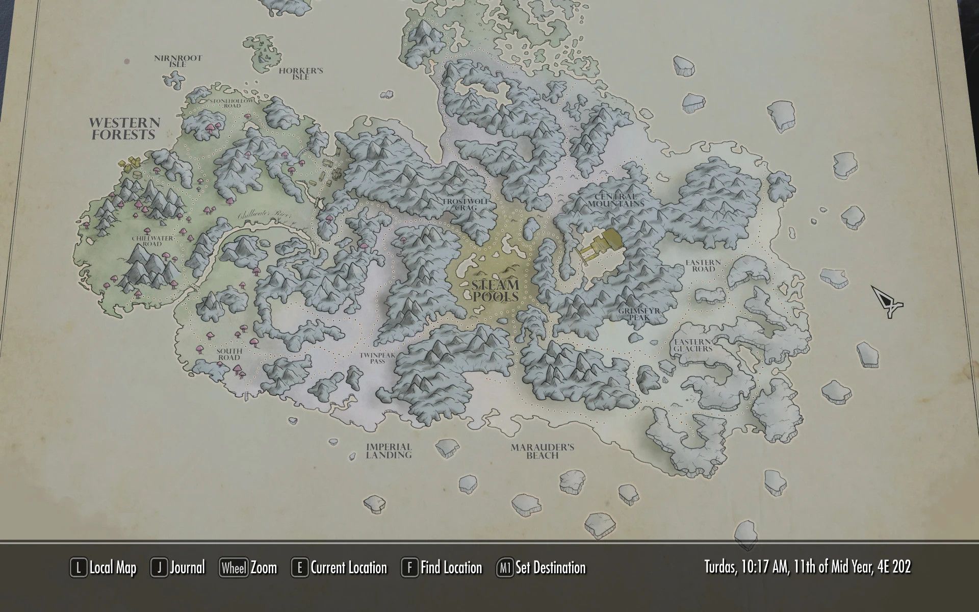 Wyrmstooth Paper Map for FWMF by Limon mod for The Elder Scrolls V: Skyrim Special Edition
