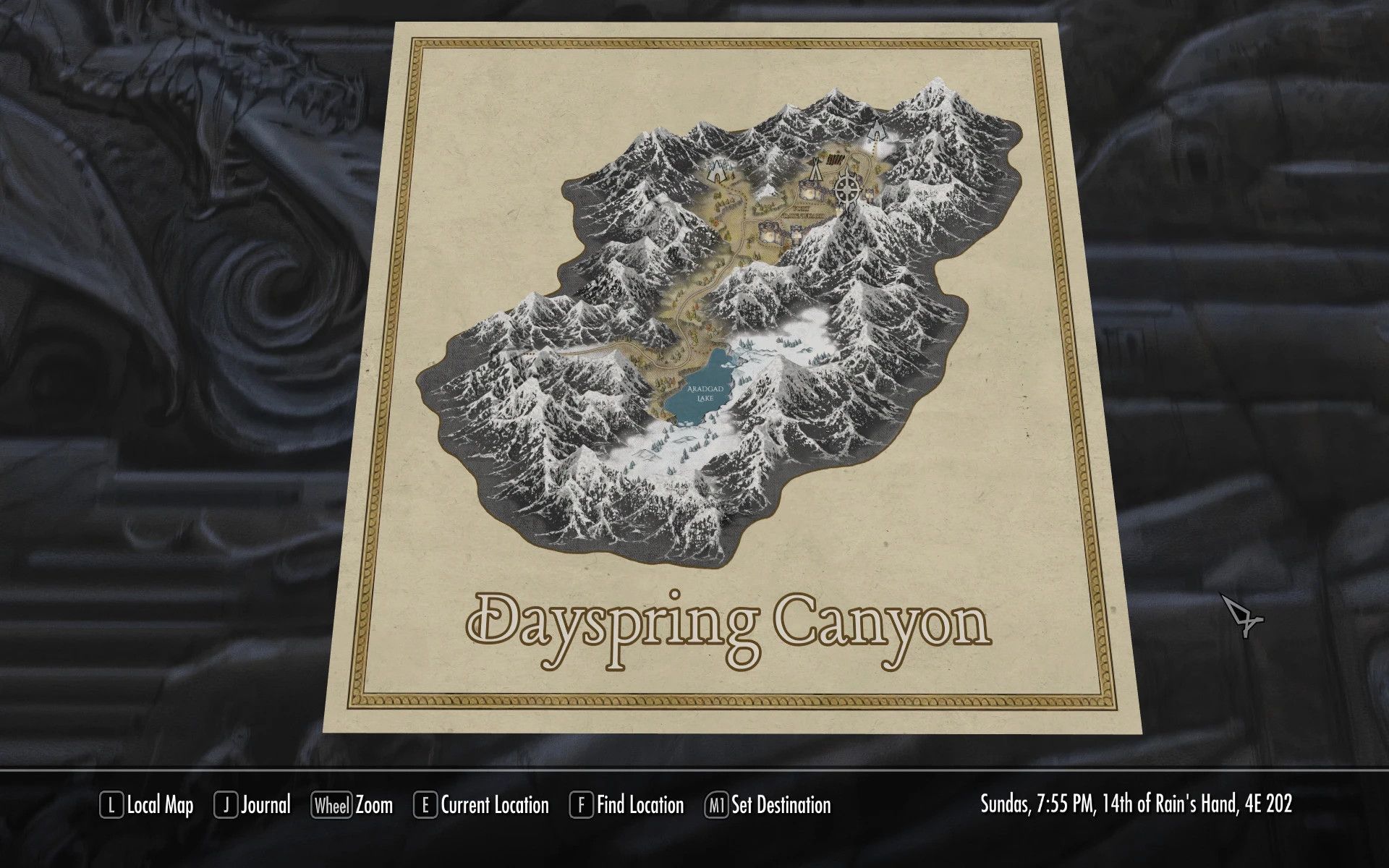 Dayspring Canyon Paper Map for FWMF mod for The Elder Scrolls V: Skyrim Special Edition