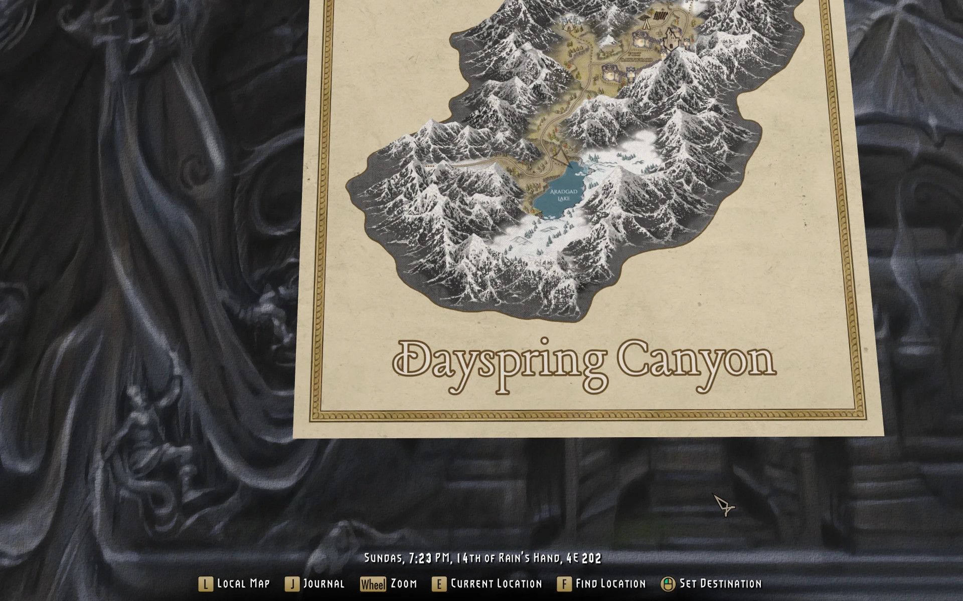 Dayspring Canyon Paper Map for FWMF mod for The Elder Scrolls V: Skyrim Special Edition