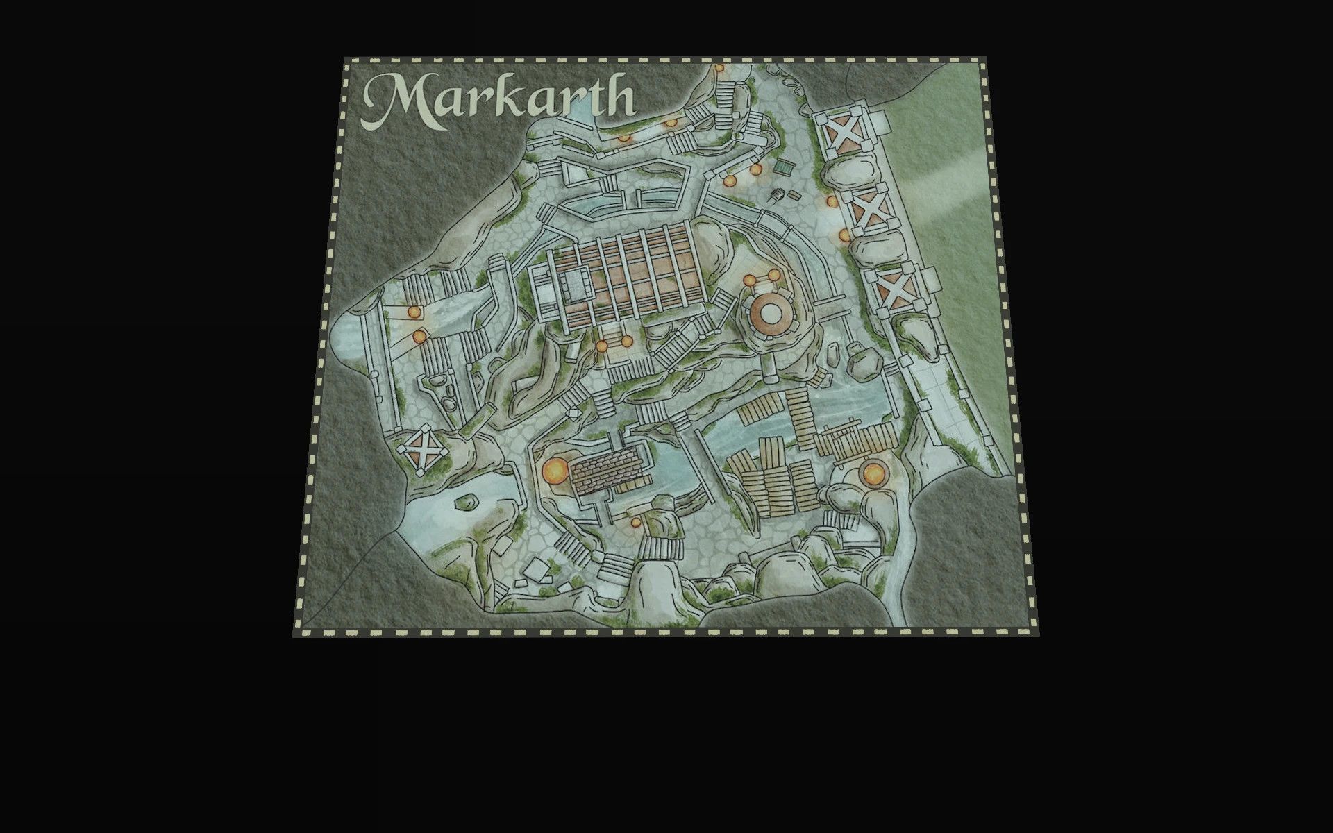 Markarth Paper Map by Mirhayasu for FWMF mod for The Elder Scrolls V: Skyrim Special Edition
