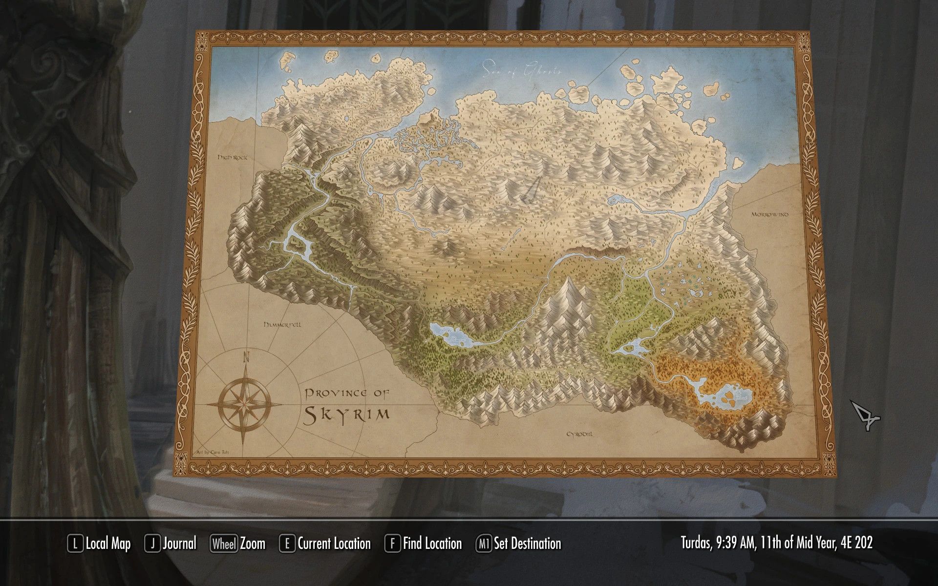 Skyrim Paper Map by Caro Tuts for FWMF mod for The Elder Scrolls V: Skyrim Special Edition