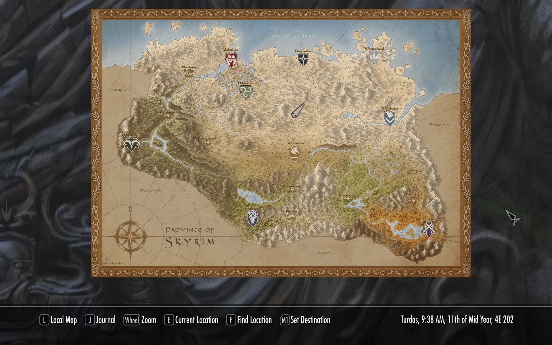 Skyrim Paper Map by Caro Tuts for FWMF mod for The Elder Scrolls V: Skyrim Special Edition