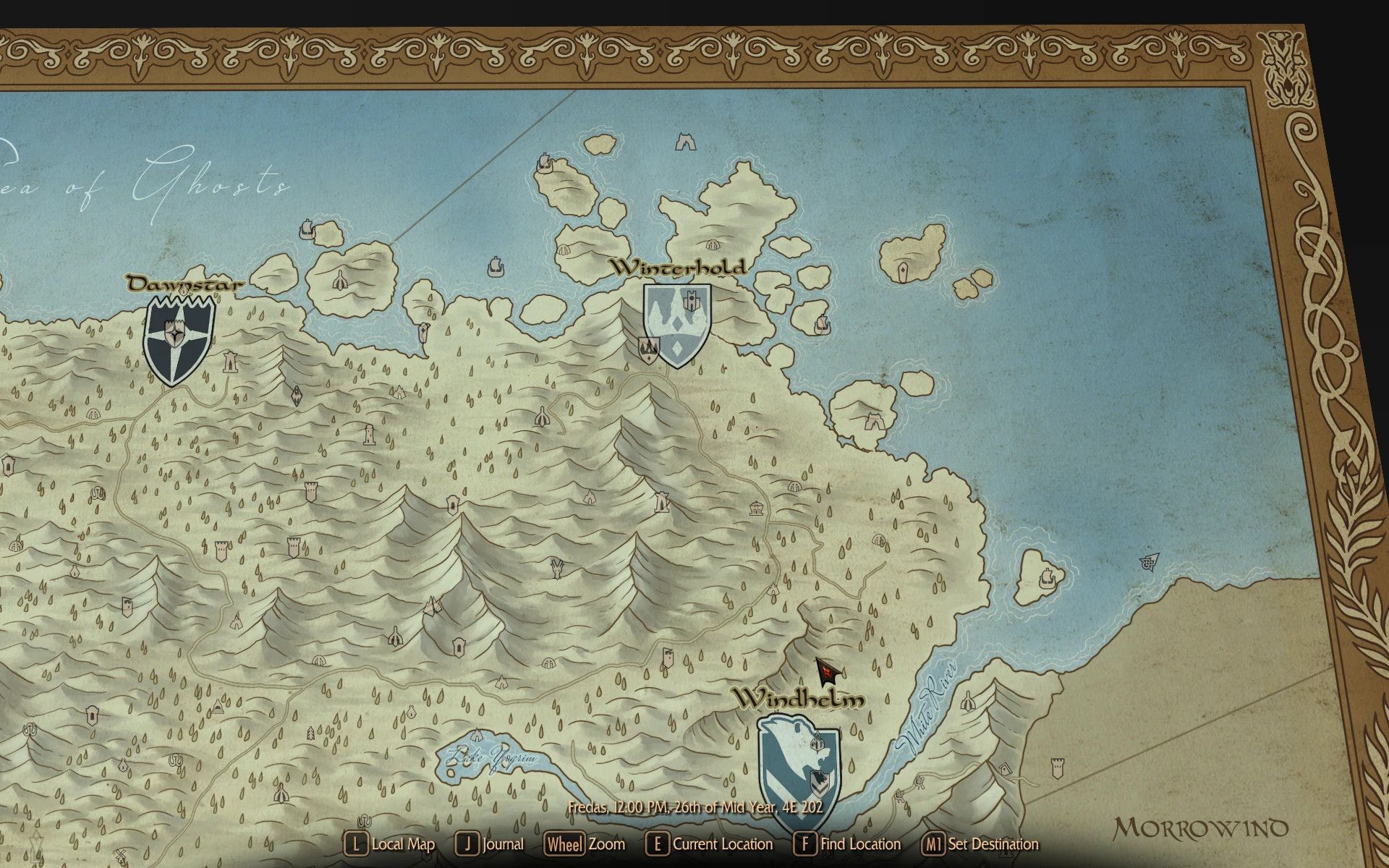 Skyrim Paper Map by Caro Tuts for FWMF mod for The Elder Scrolls V: Skyrim Special Edition