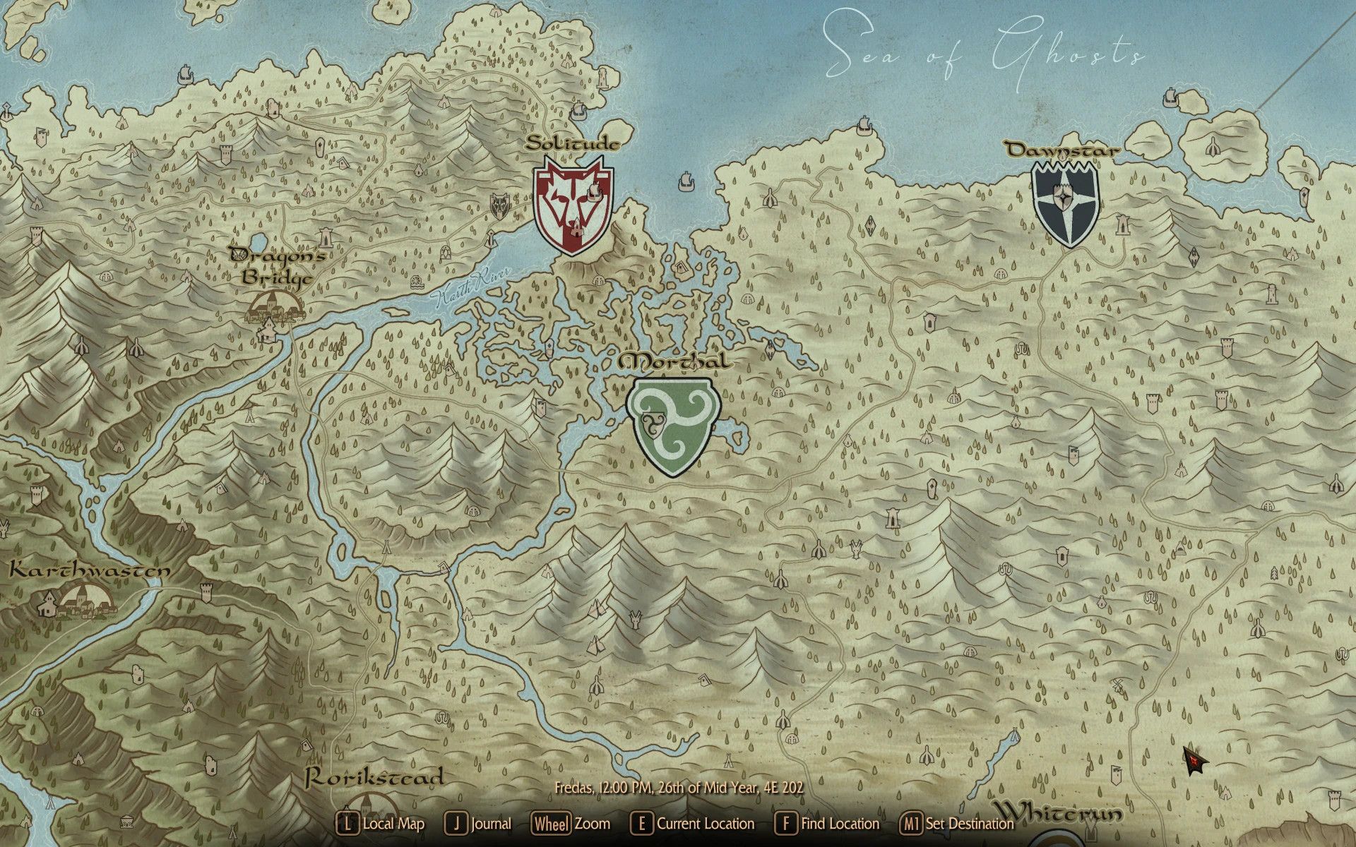 Skyrim Paper Map by Caro Tuts for FWMF mod for The Elder Scrolls V: Skyrim Special Edition