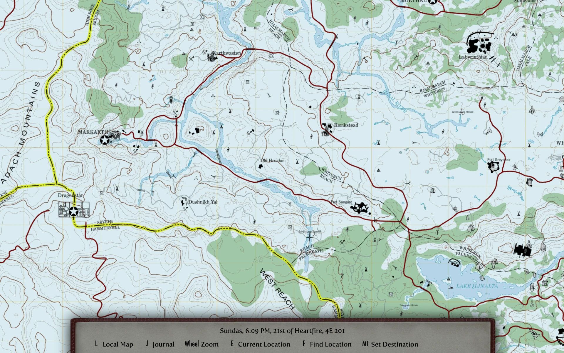 Flat World Map Framework (FWMF) mod for The Elder Scrolls V: Skyrim Special Edition