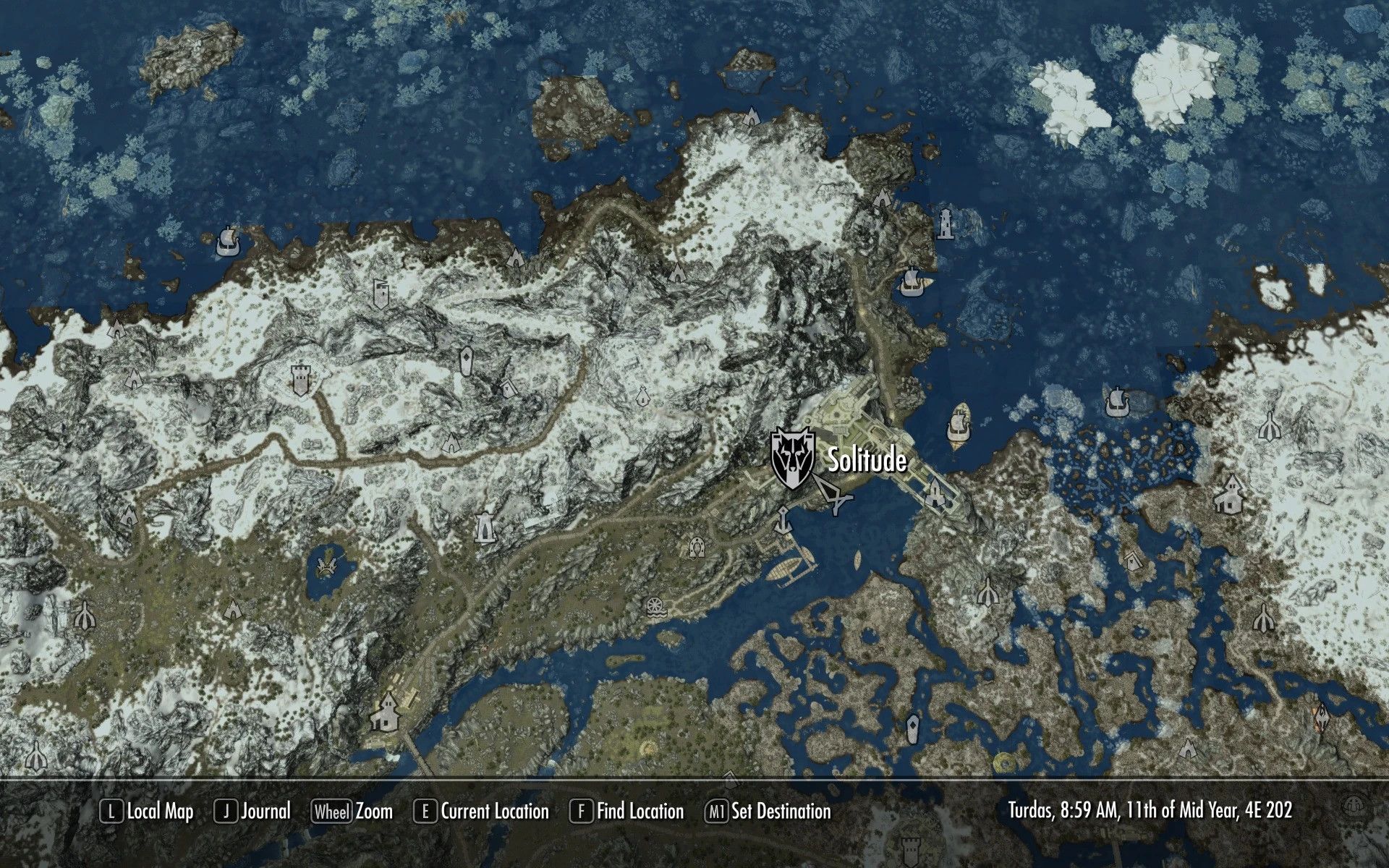 Flat World Map Framework (FWMF) mod for The Elder Scrolls V: Skyrim Special Edition