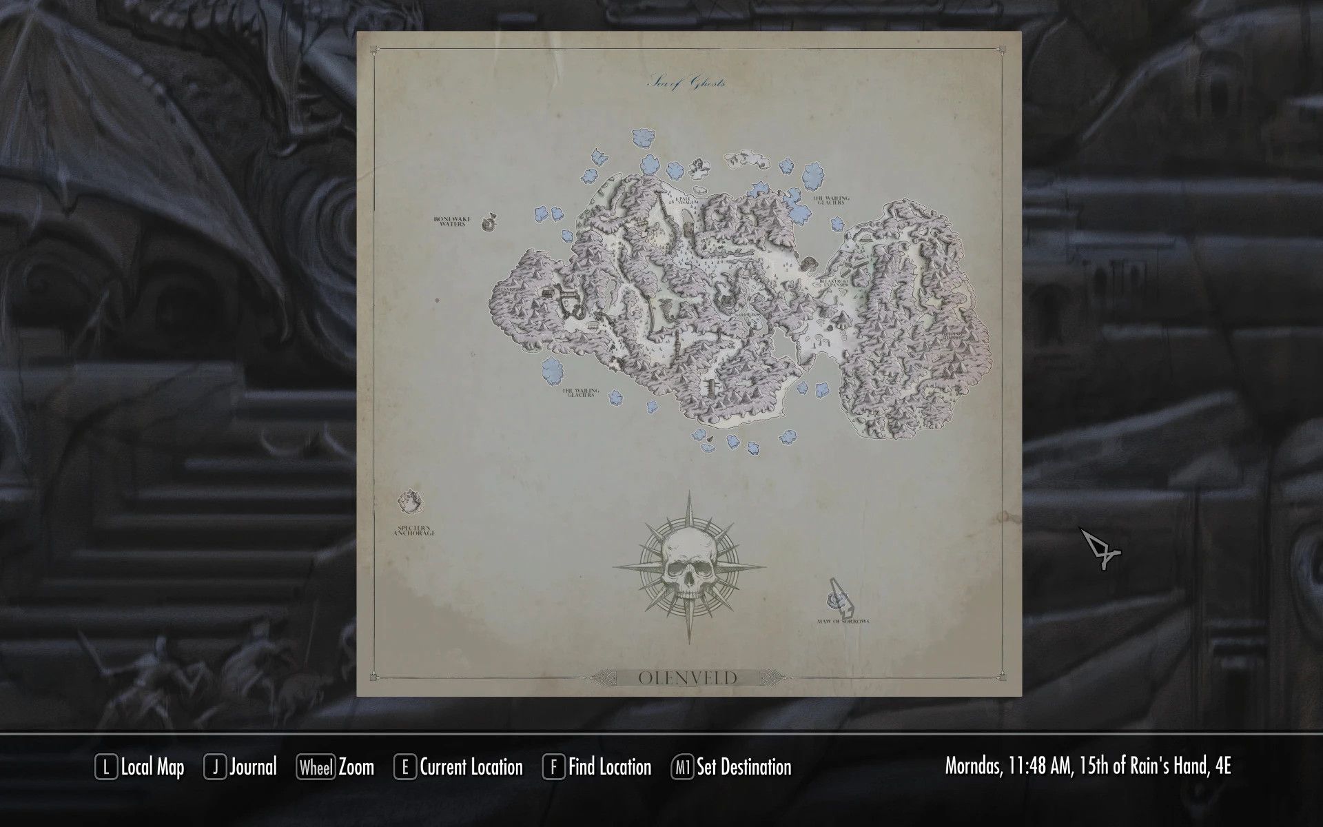 Olenveld Paper Map for FWMF by Limon mod for The Elder Scrolls V: Skyrim Special Edition