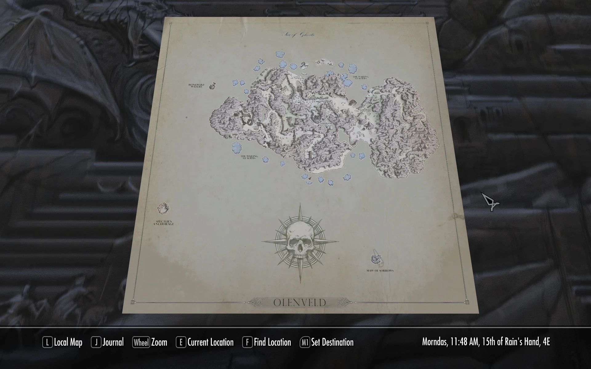 Olenveld Paper Map for FWMF by Limon mod for The Elder Scrolls V: Skyrim Special Edition