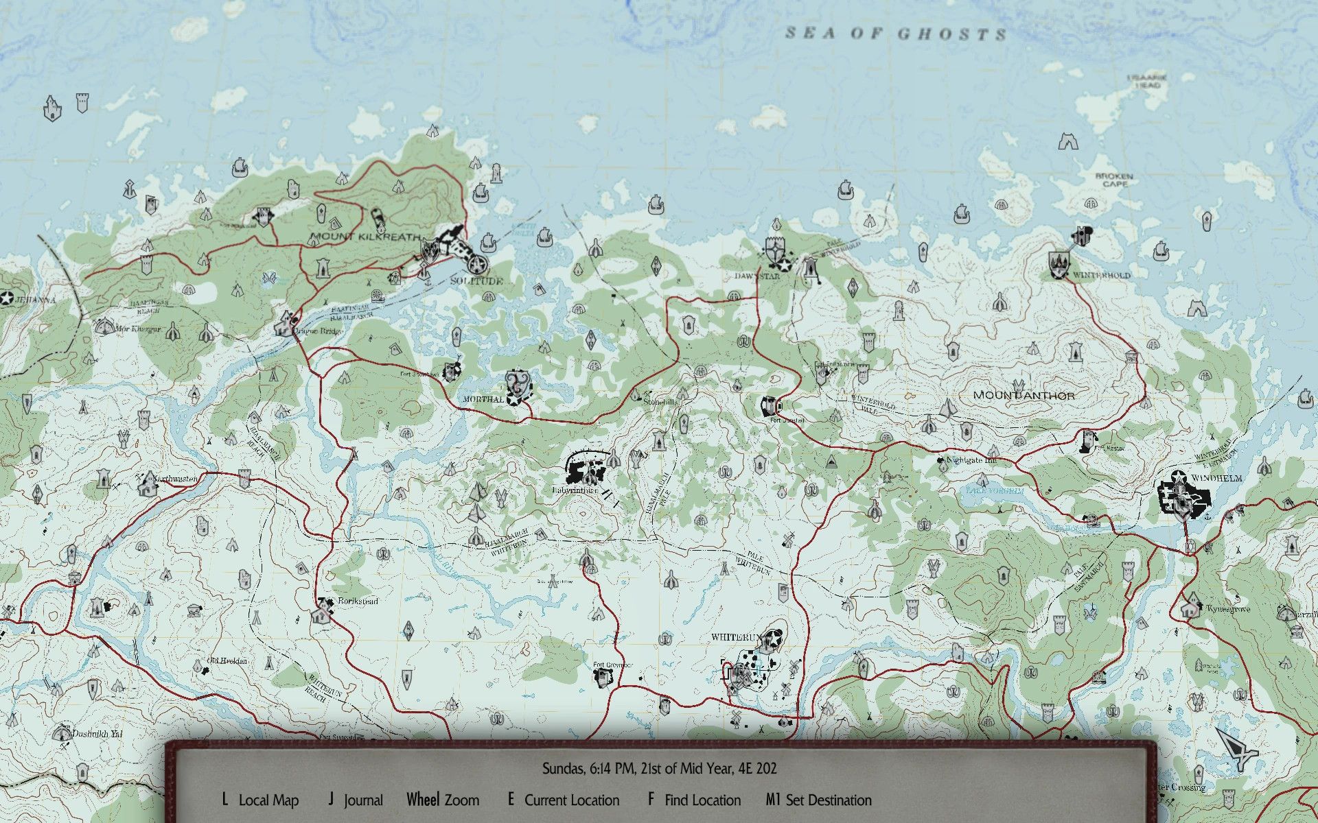 Flat World Map Framework (FWMF) mod for The Elder Scrolls V: Skyrim Special Edition
