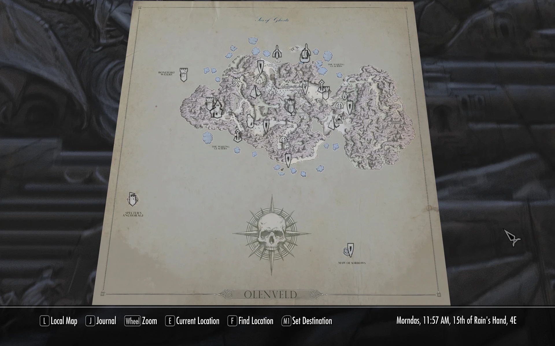 Olenveld Paper Map for FWMF by Limon mod for The Elder Scrolls V: Skyrim Special Edition