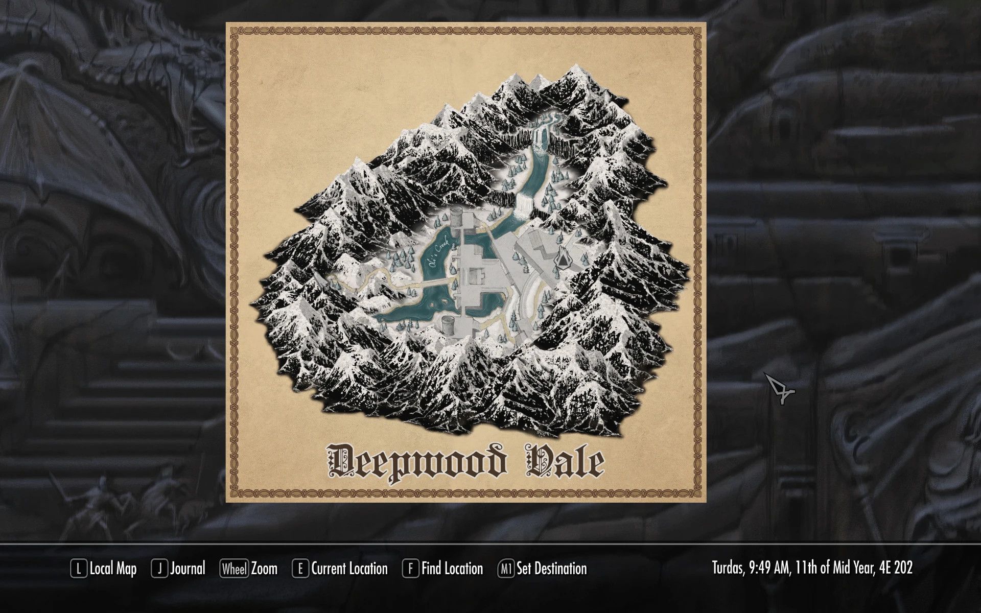 Deepwood Vale Paper Map for FWMF mod for The Elder Scrolls V: Skyrim Special Edition