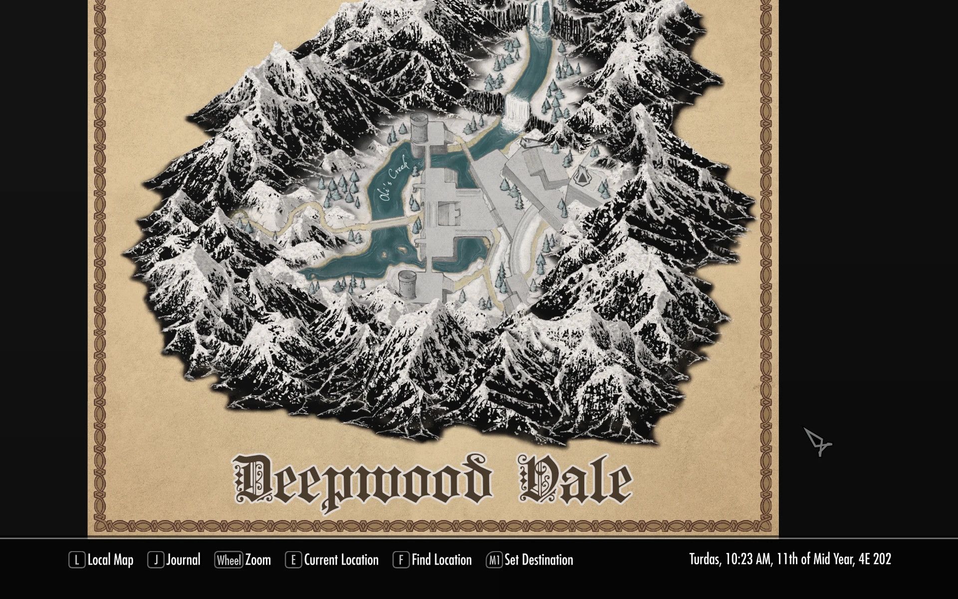 Deepwood Vale Paper Map for FWMF mod for The Elder Scrolls V: Skyrim Special Edition