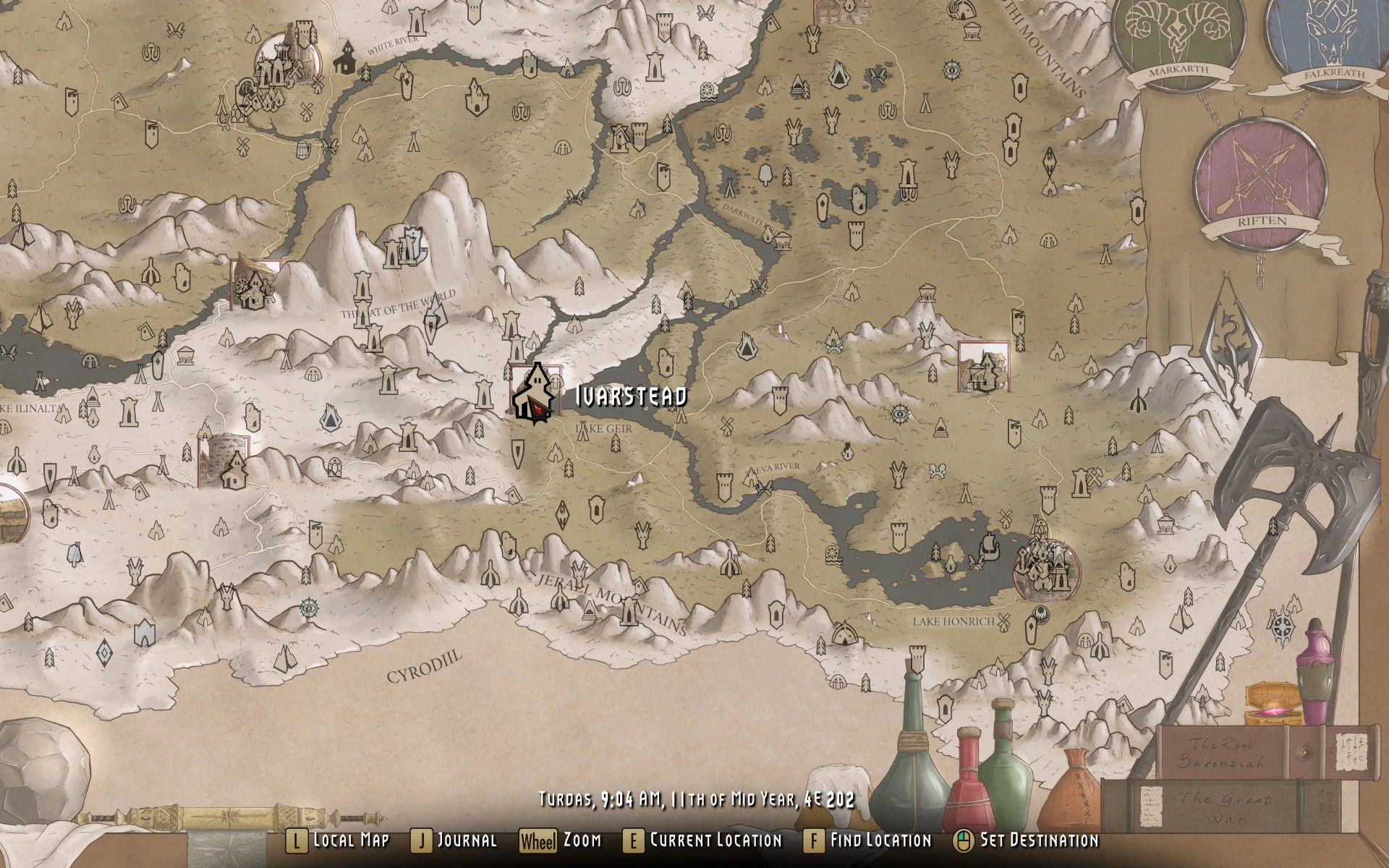 Skyrim Paper Map by FreelanceCartography (2nd Edition) for FWMF mod for The Elder Scrolls V: Skyrim Special Edition