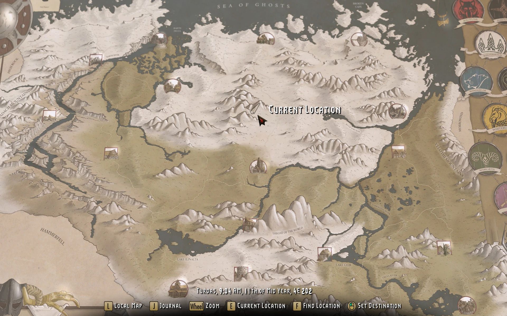 Skyrim Paper Map by FreelanceCartography (2nd Edition) for FWMF mod for The Elder Scrolls V: Skyrim Special Edition