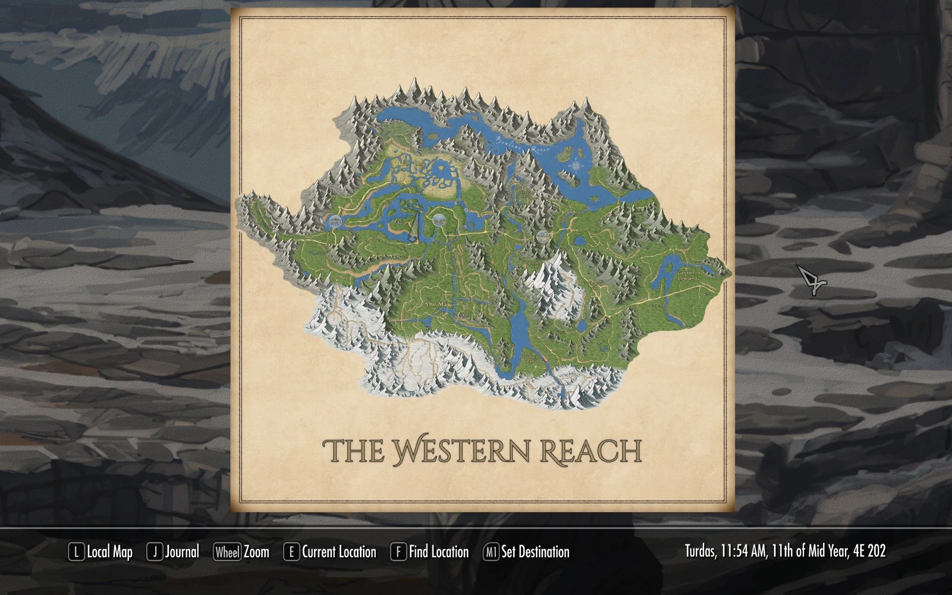 Beyond Reach Paper Map for FWMF mod for The Elder Scrolls V: Skyrim Special Edition