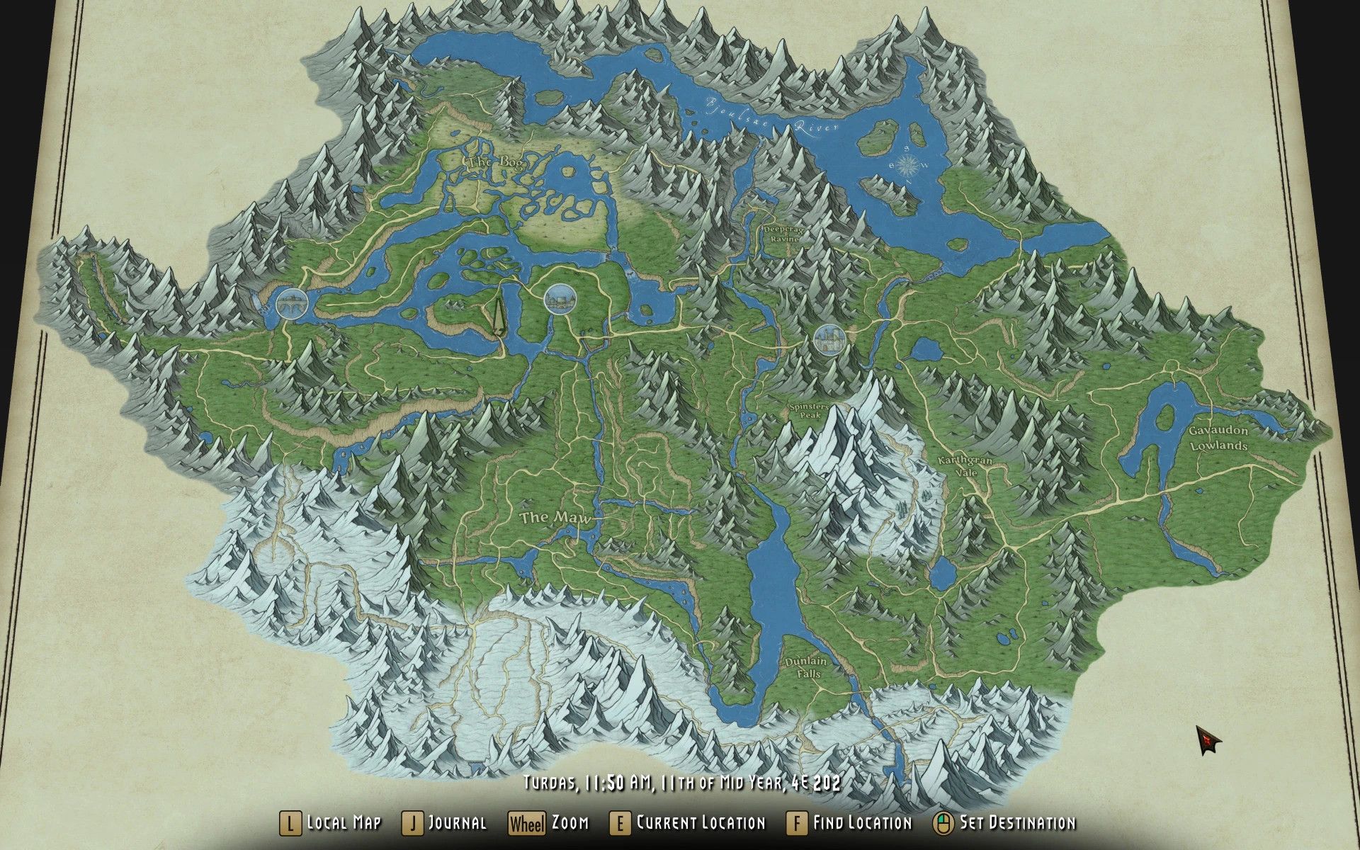 Beyond Reach Paper Map for FWMF mod for The Elder Scrolls V: Skyrim Special Edition