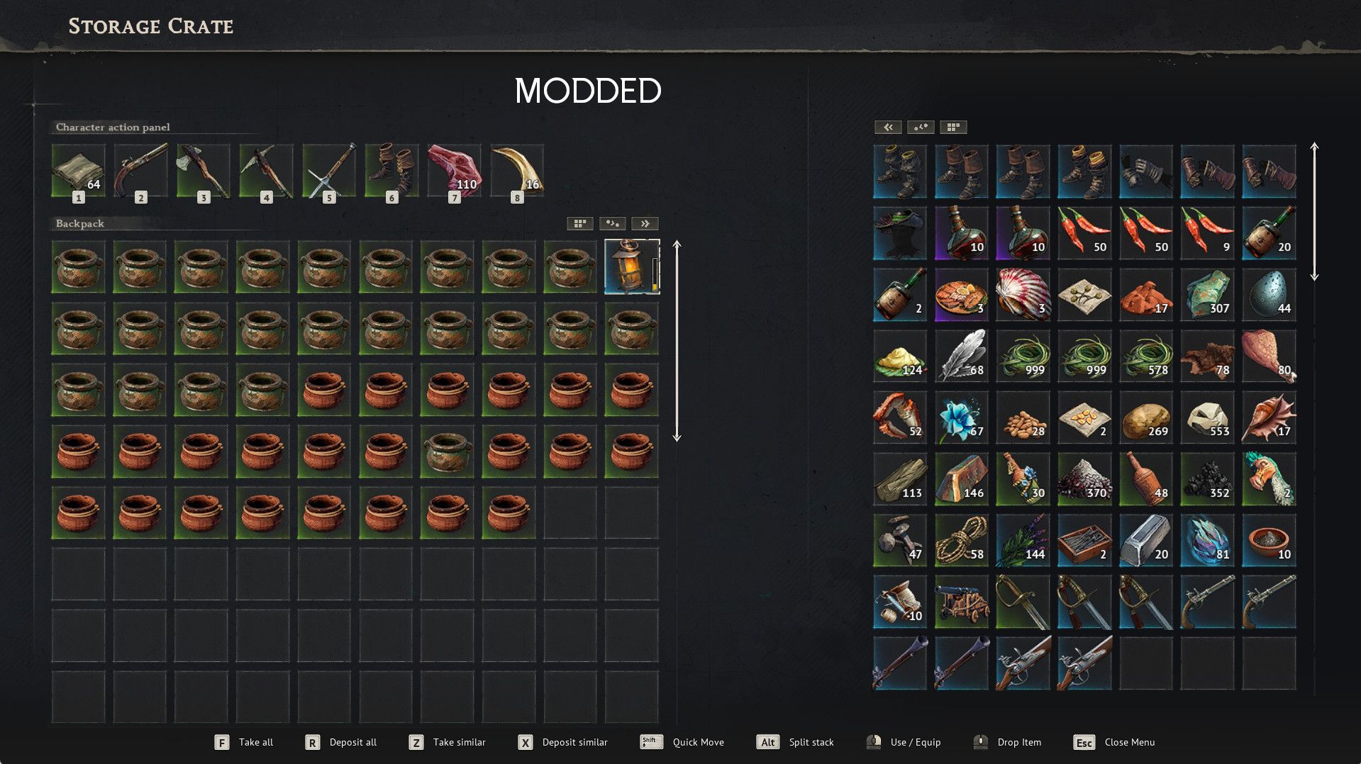 Better Storage UI mod for Windrose