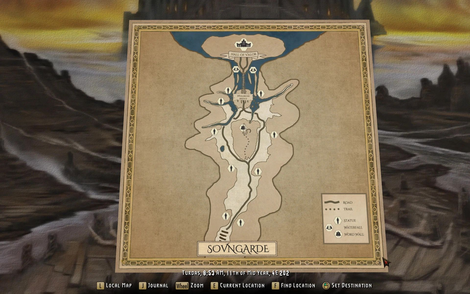 Sovngarde Paper Map for FWMF mod for The Elder Scrolls V: Skyrim Special Edition