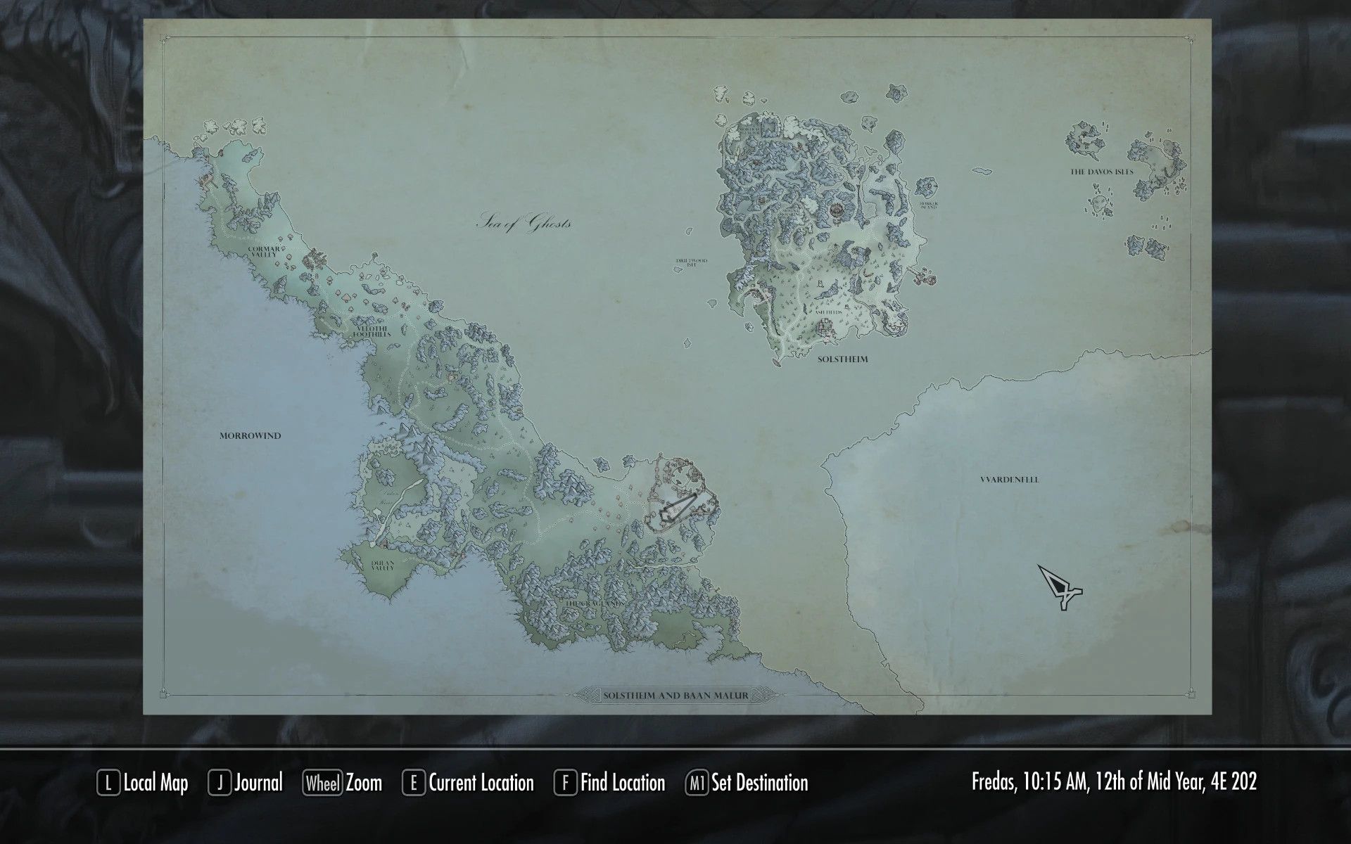Solstheim and Baan Malur Paper Map for FWMF mod for The Elder Scrolls V: Skyrim Special Edition