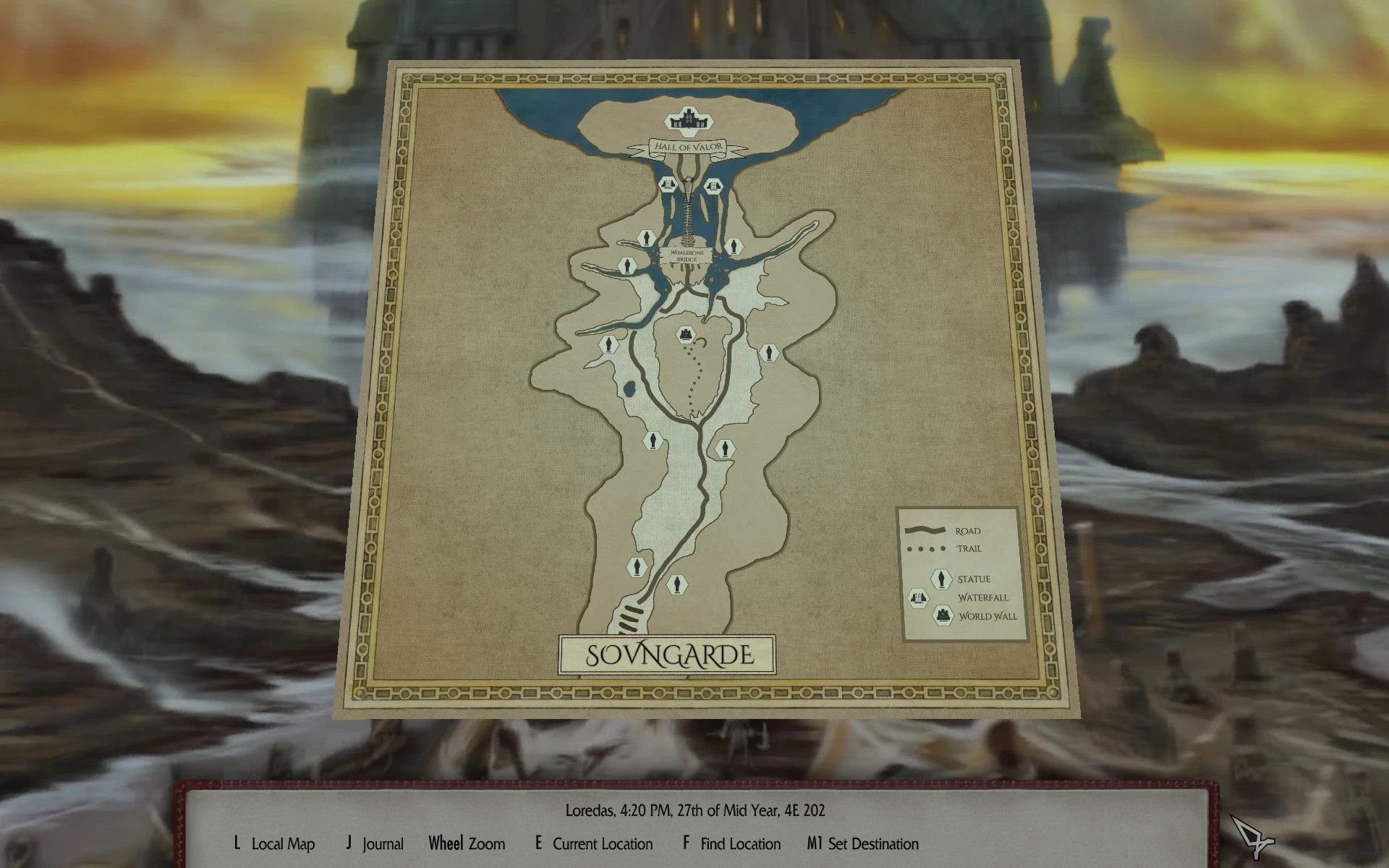 Sovngarde Paper Map for FWMF mod for The Elder Scrolls V: Skyrim Special Edition