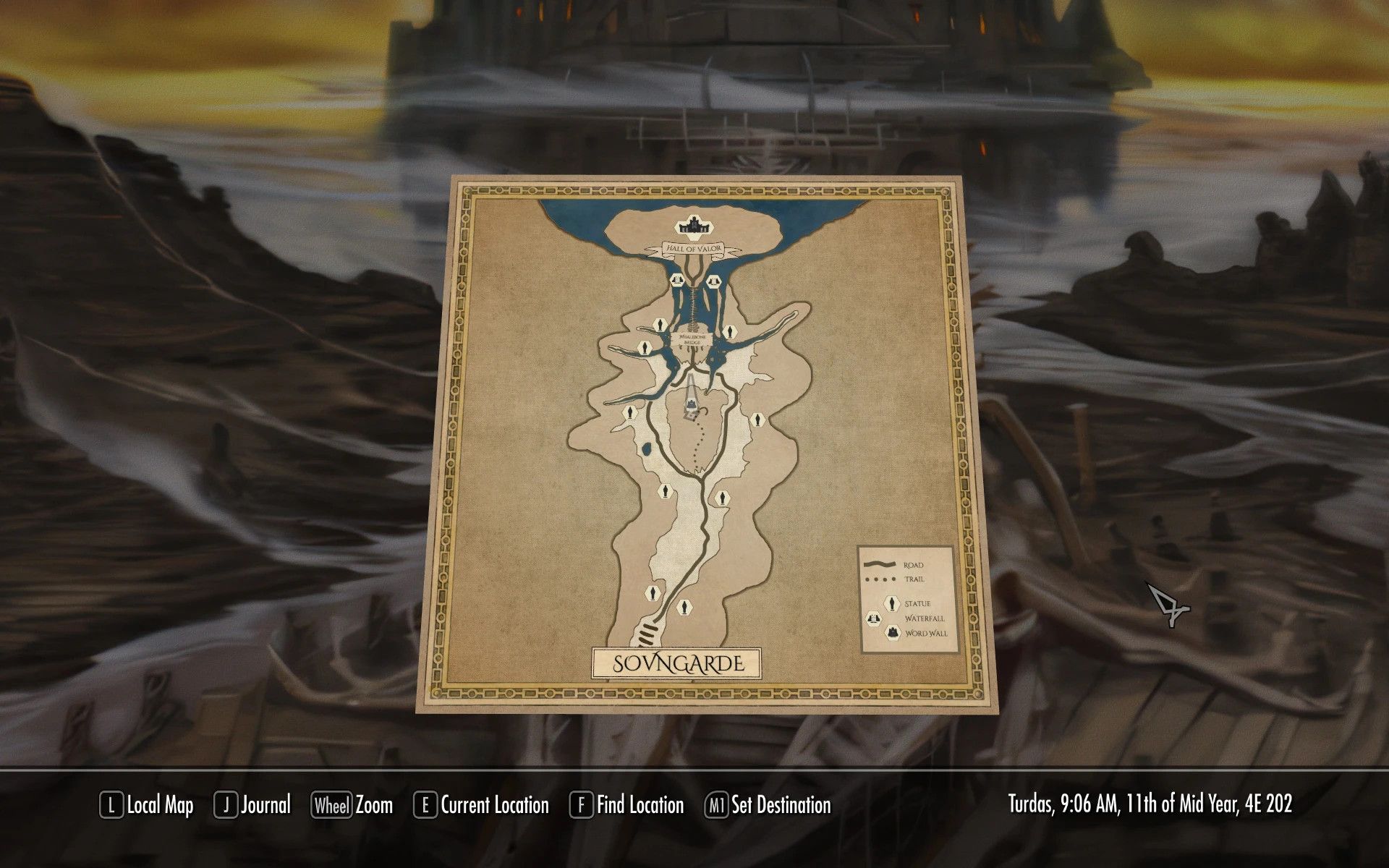 Sovngarde Paper Map for FWMF mod for The Elder Scrolls V: Skyrim Special Edition