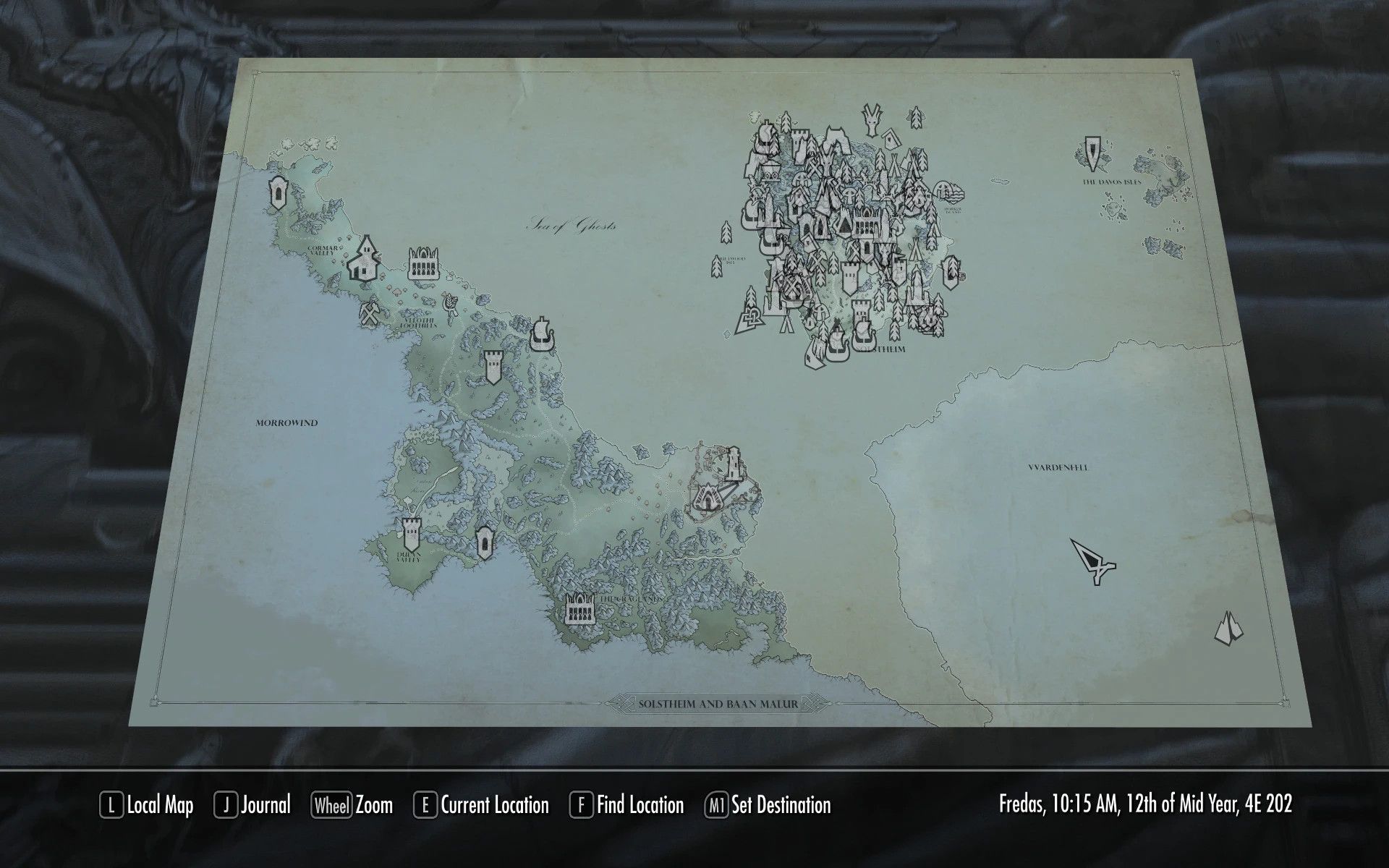 Solstheim and Baan Malur Paper Map for FWMF mod for The Elder Scrolls V: Skyrim Special Edition