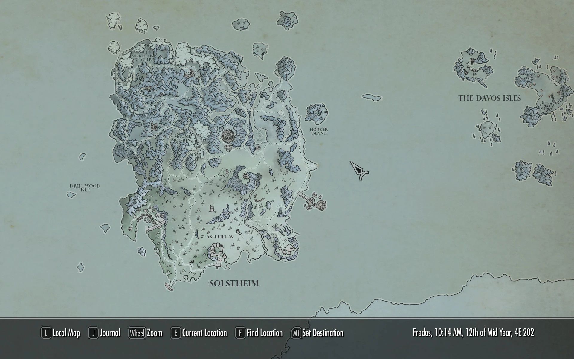 Solstheim and Baan Malur Paper Map for FWMF mod for The Elder Scrolls V: Skyrim Special Edition