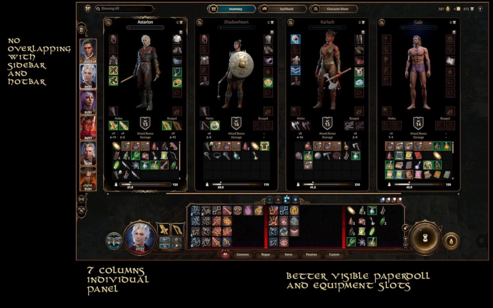 Better Character and Party Panels mod for Baldur's Gate 3