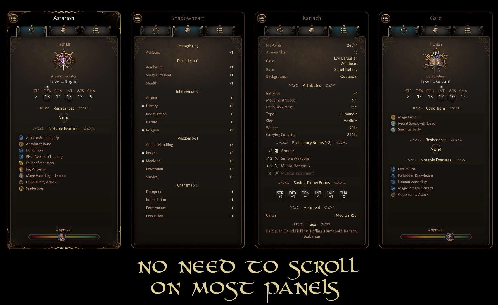 Better Character and Party Panels mod for Baldur's Gate 3