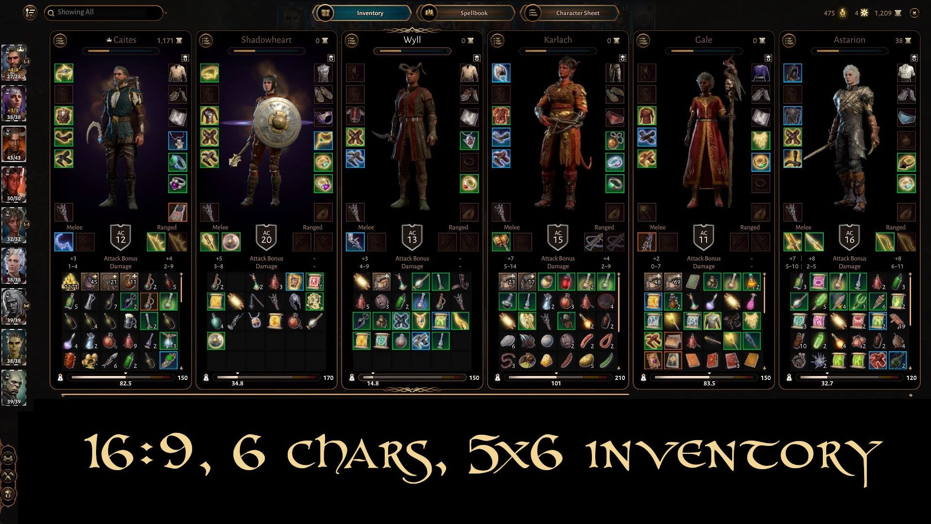 Better Character and Party Panels mod for Baldur's Gate 3