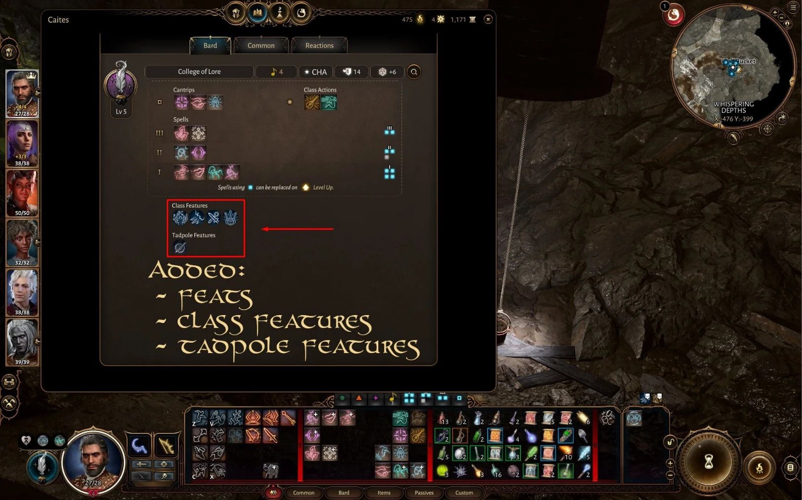 Better Character and Party Panels mod for Baldur's Gate 3