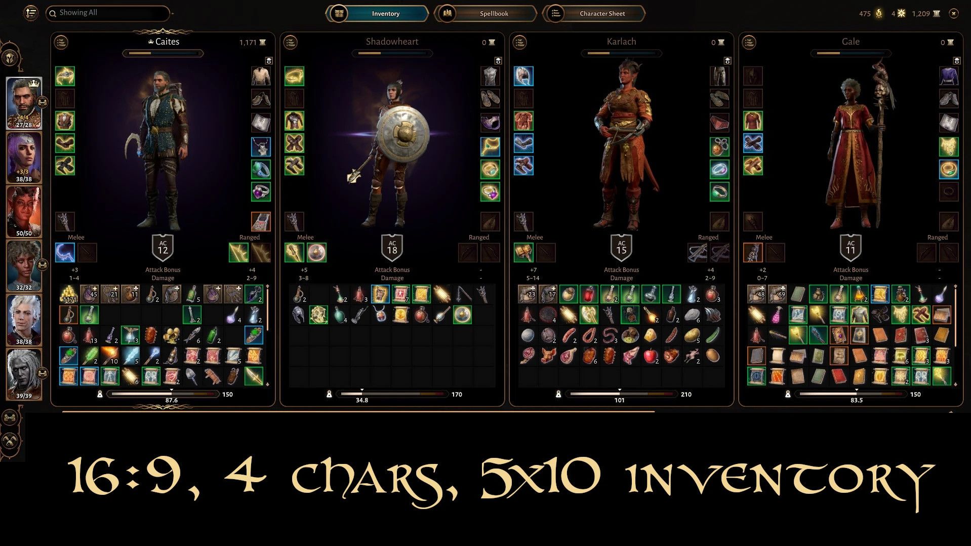 Better Character and Party Panels mod for Baldur's Gate 3