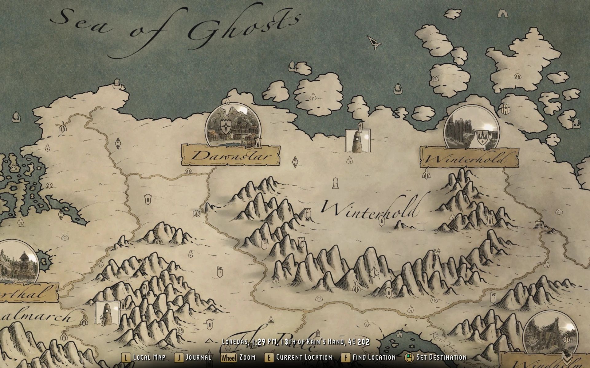 Skyrim Paper Map by FreelanceCartography for FWMF mod for The Elder Scrolls V: Skyrim Special Edition