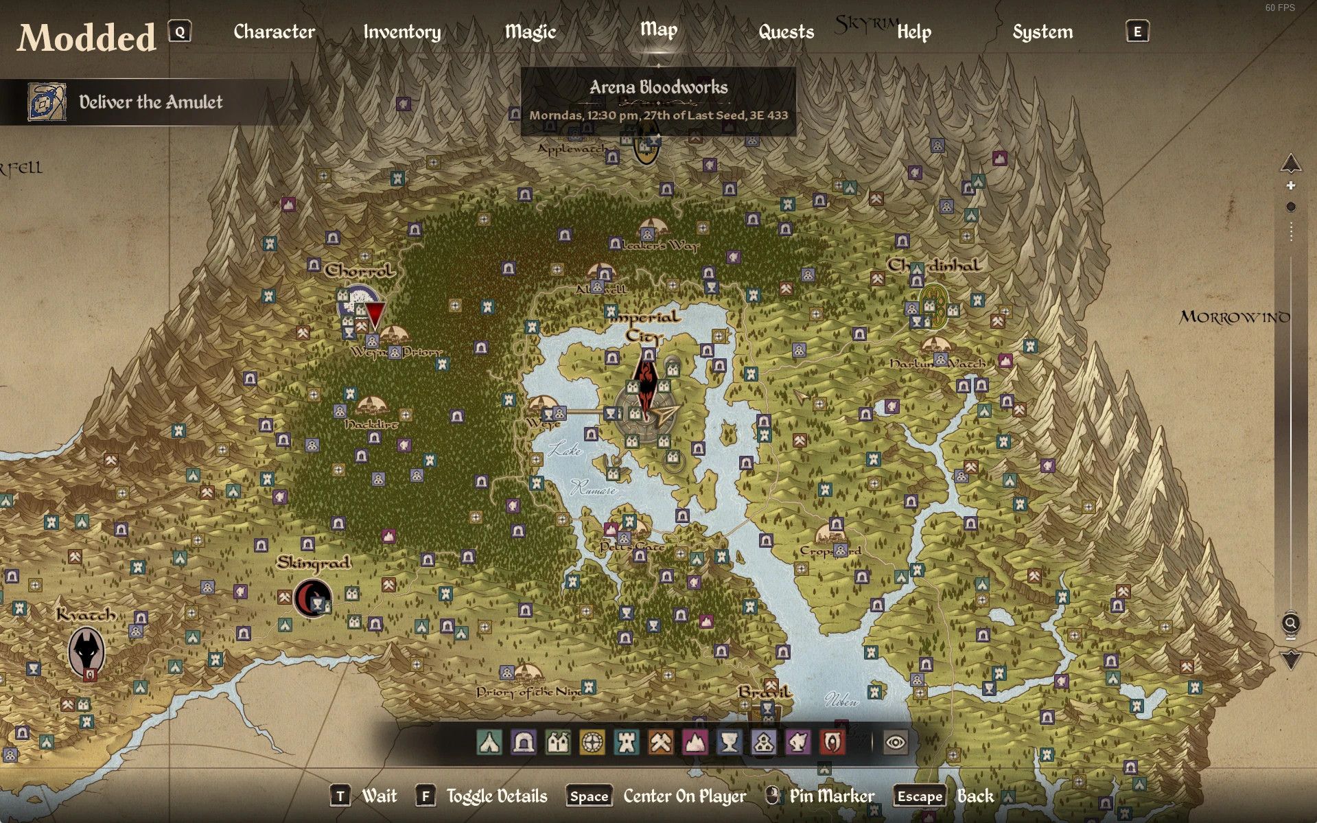 Better Map Menu mod for The Elder Scrolls IV: Oblivion Remastered