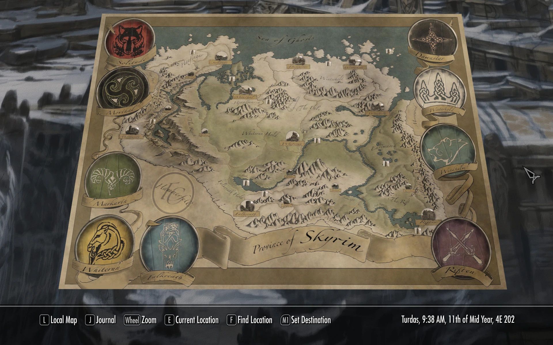 Skyrim Paper Map by FreelanceCartography for FWMF mod for The Elder Scrolls V: Skyrim Special Edition