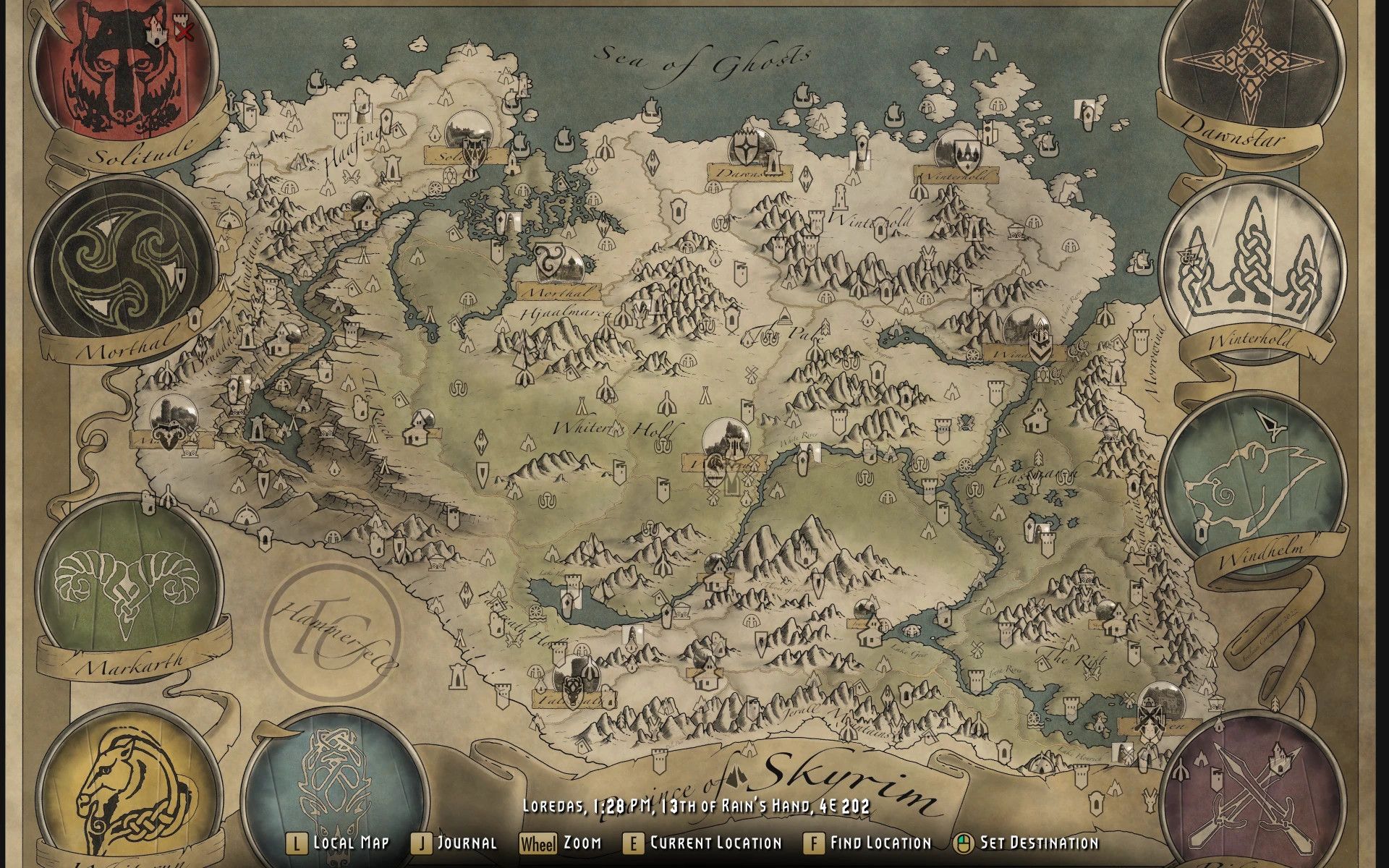 Skyrim Paper Map by FreelanceCartography for FWMF mod for The Elder Scrolls V: Skyrim Special Edition