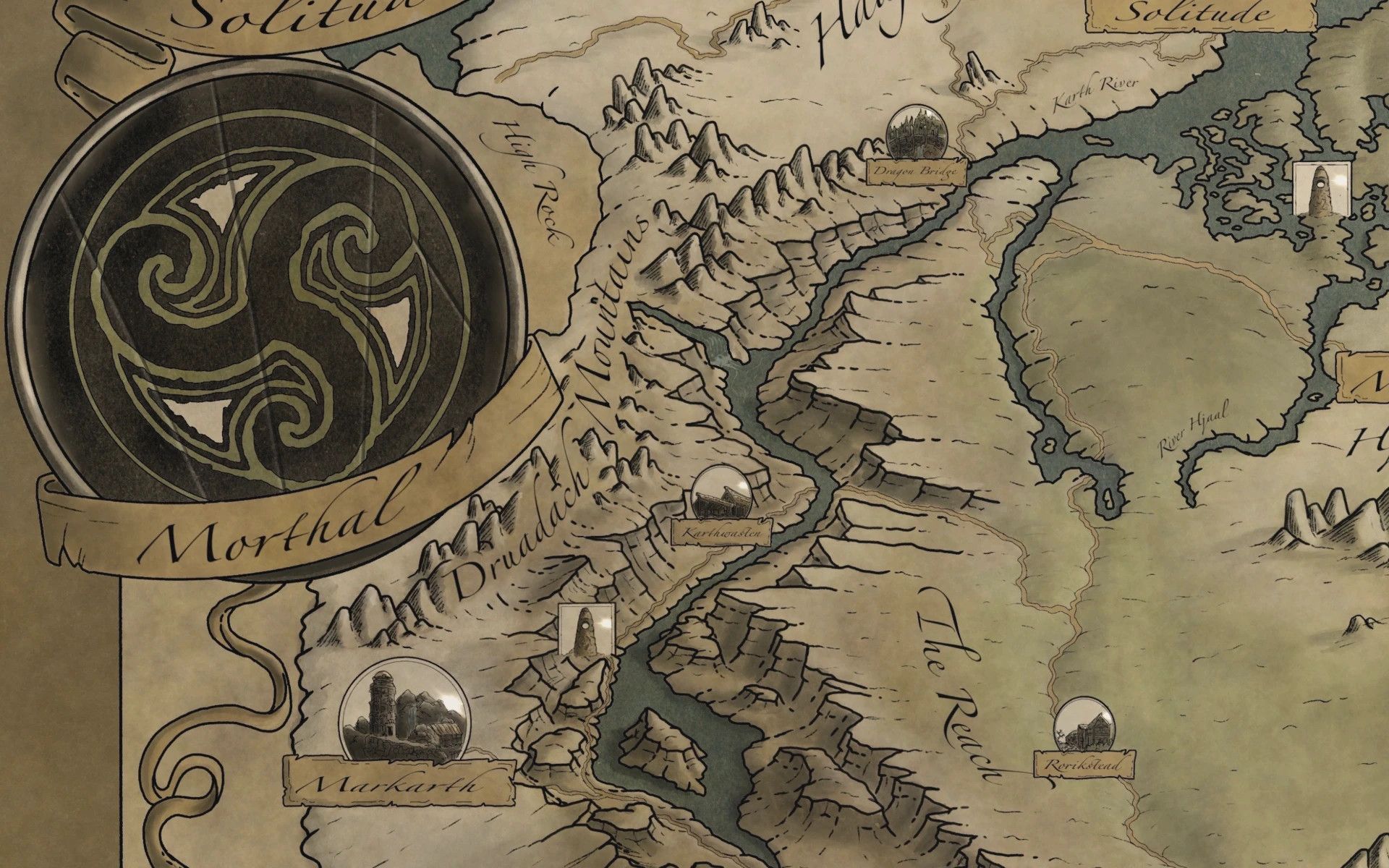 Skyrim Paper Map by FreelanceCartography for FWMF mod for The Elder Scrolls V: Skyrim Special Edition