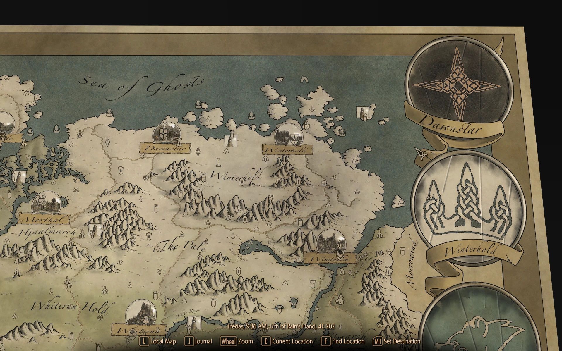 Skyrim Paper Map by FreelanceCartography for FWMF mod for The Elder Scrolls V: Skyrim Special Edition