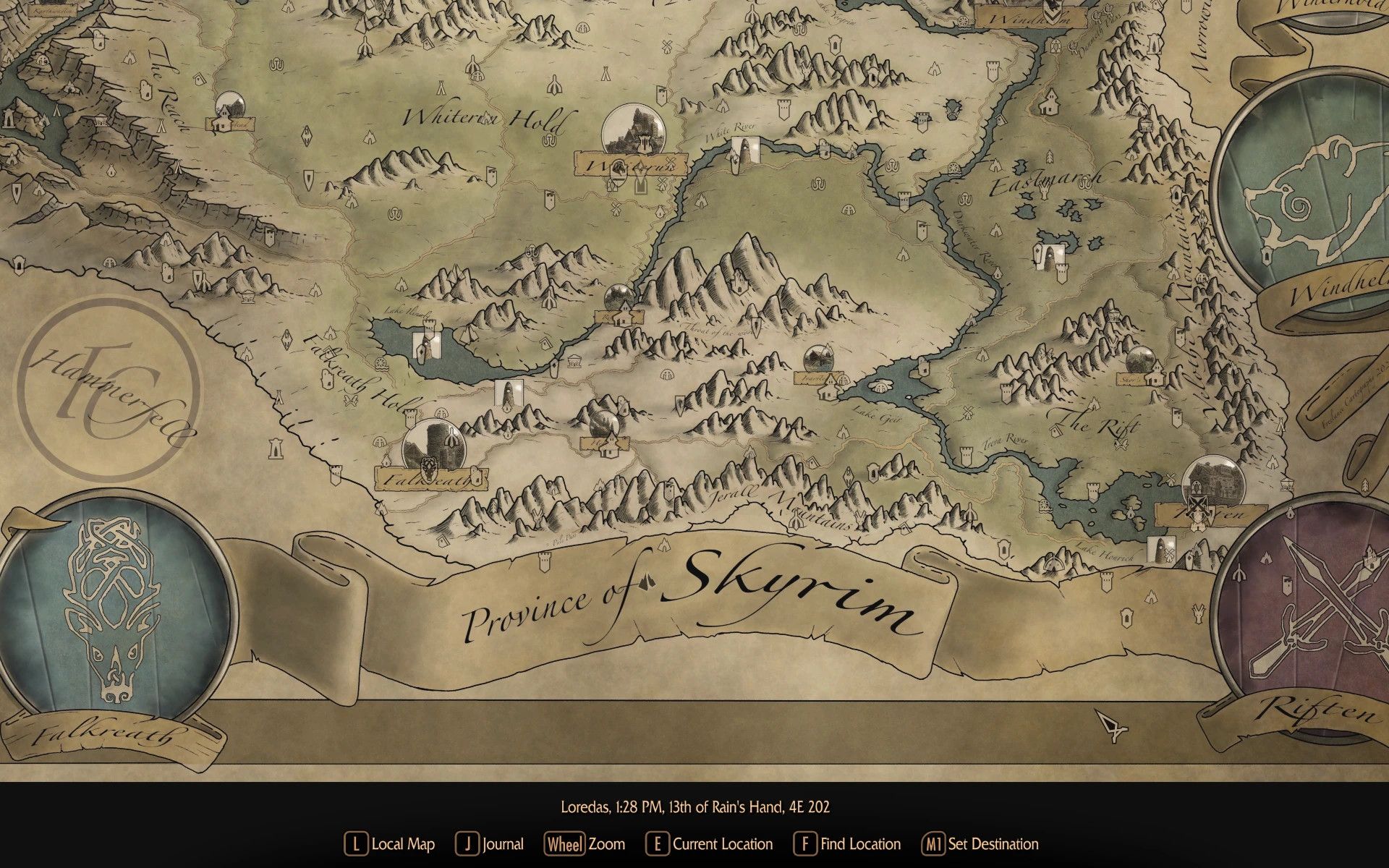 Skyrim Paper Map by FreelanceCartography for FWMF mod for The Elder Scrolls V: Skyrim Special Edition