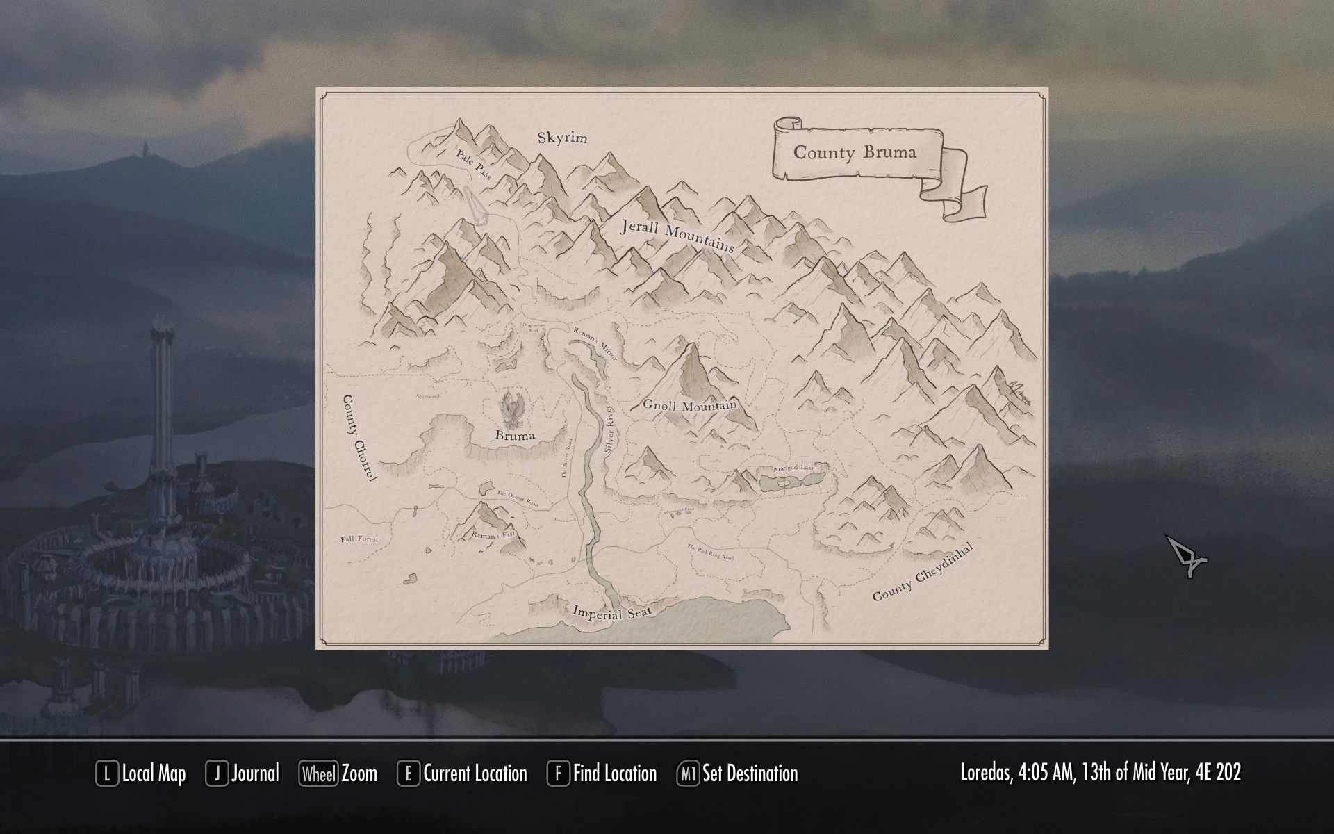 Beyond Skyrim Bruma Paper Map by Mirhayasu for FWMF mod for The Elder Scrolls V: Skyrim Special Edition