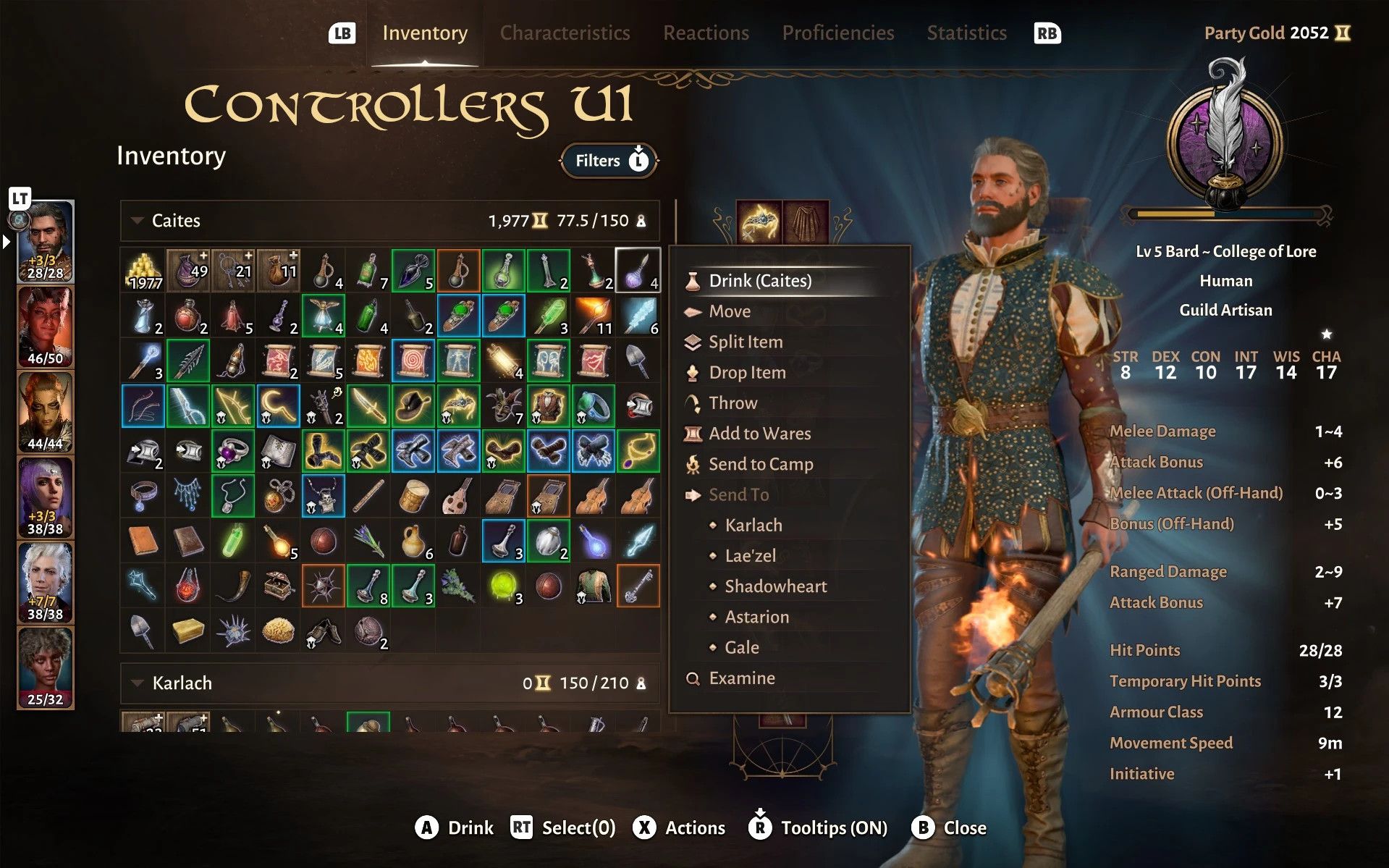 Better Context Menu mod for Baldur's Gate 3