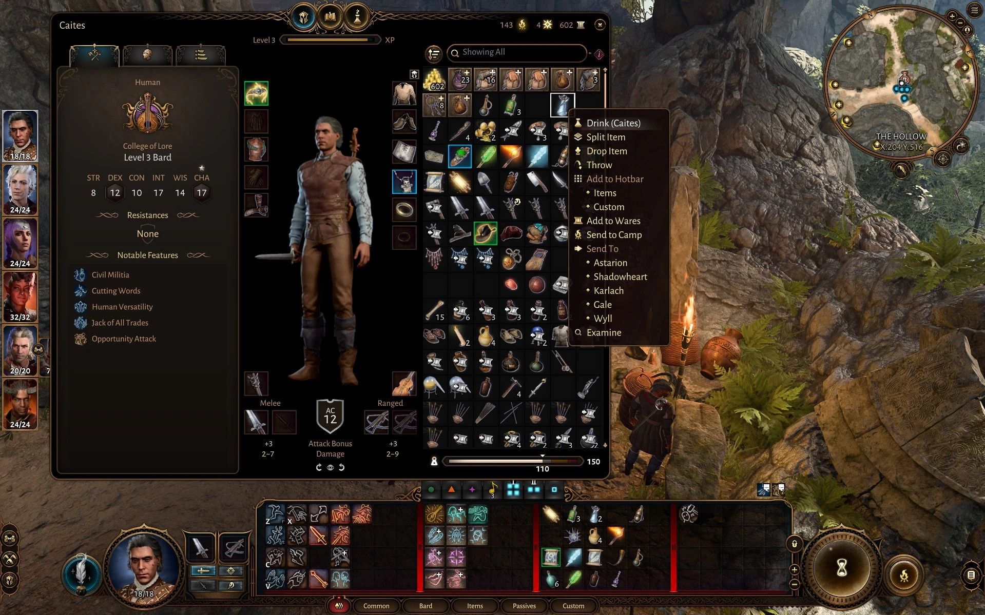 Better Context Menu mod for Baldur's Gate 3