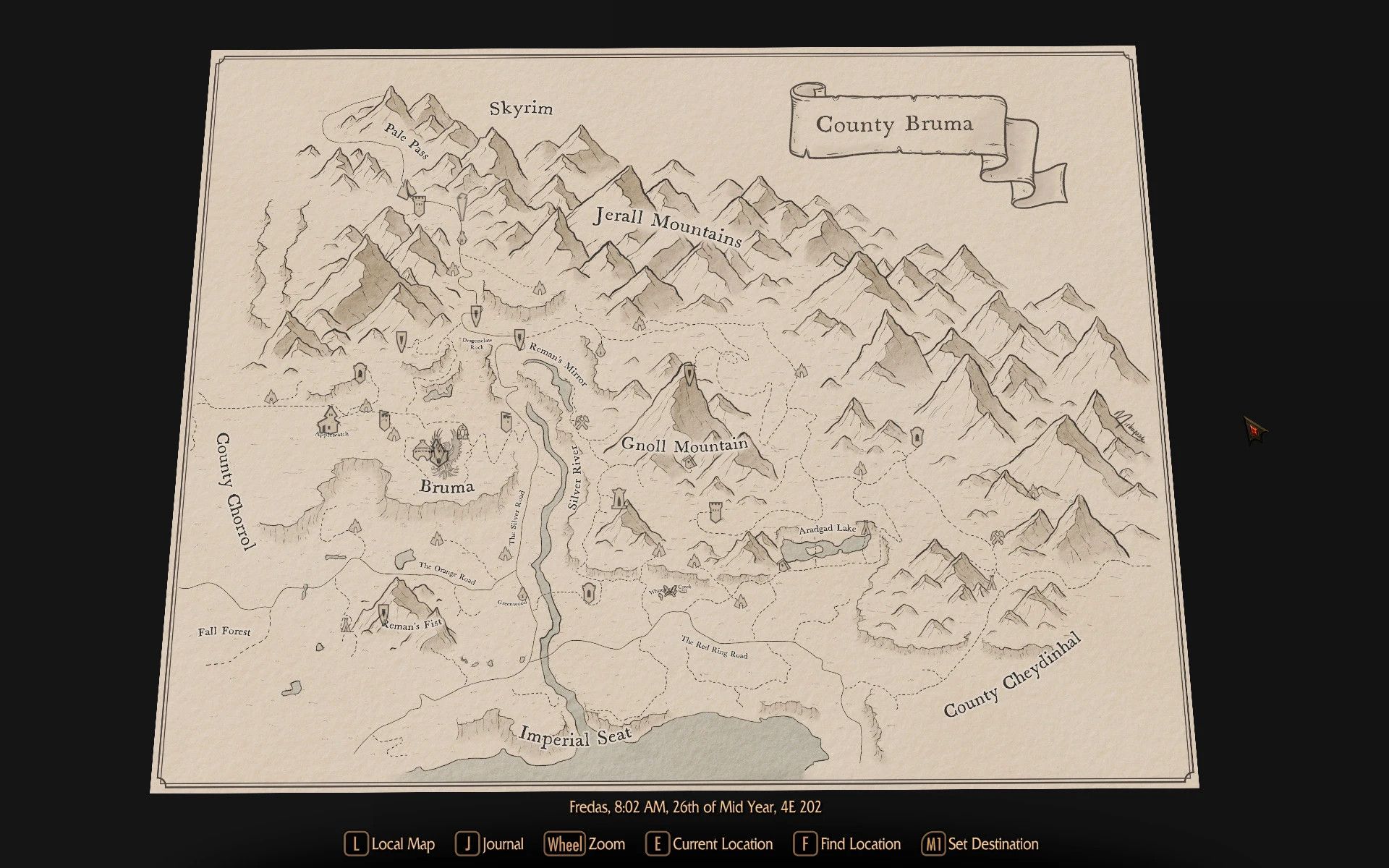 Beyond Skyrim Bruma Paper Map by Mirhayasu for FWMF mod for The Elder Scrolls V: Skyrim Special Edition