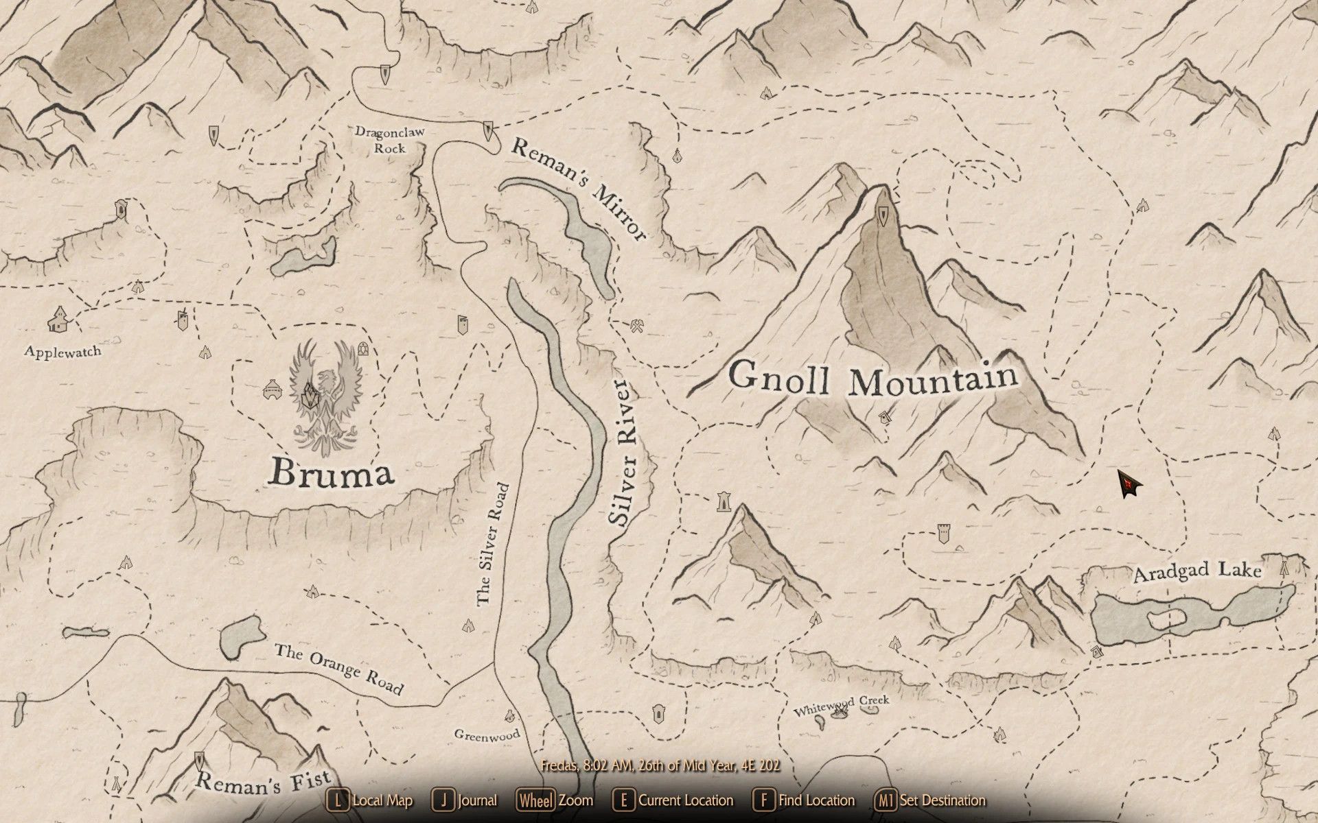 Beyond Skyrim Bruma Paper Map by Mirhayasu for FWMF mod for The Elder Scrolls V: Skyrim Special Edition